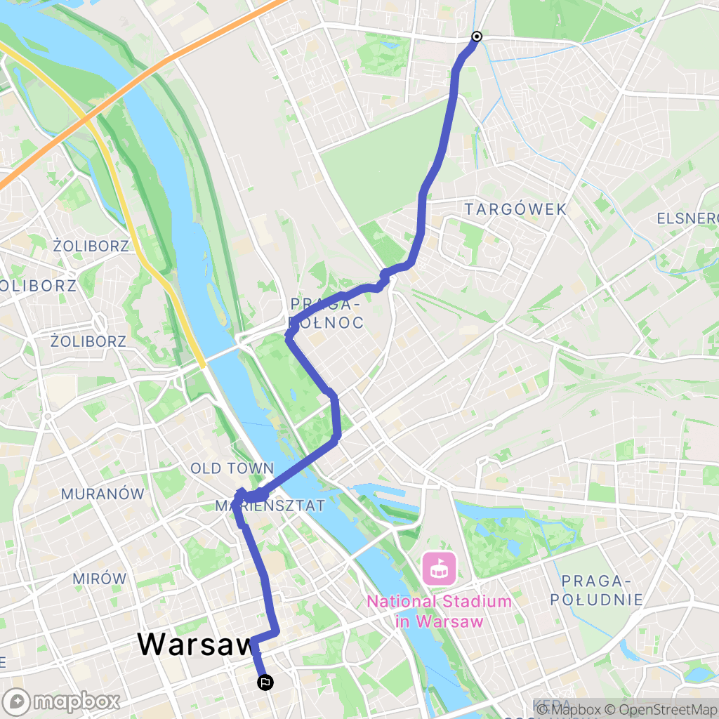 Warszawa: mapa trasy - Poland