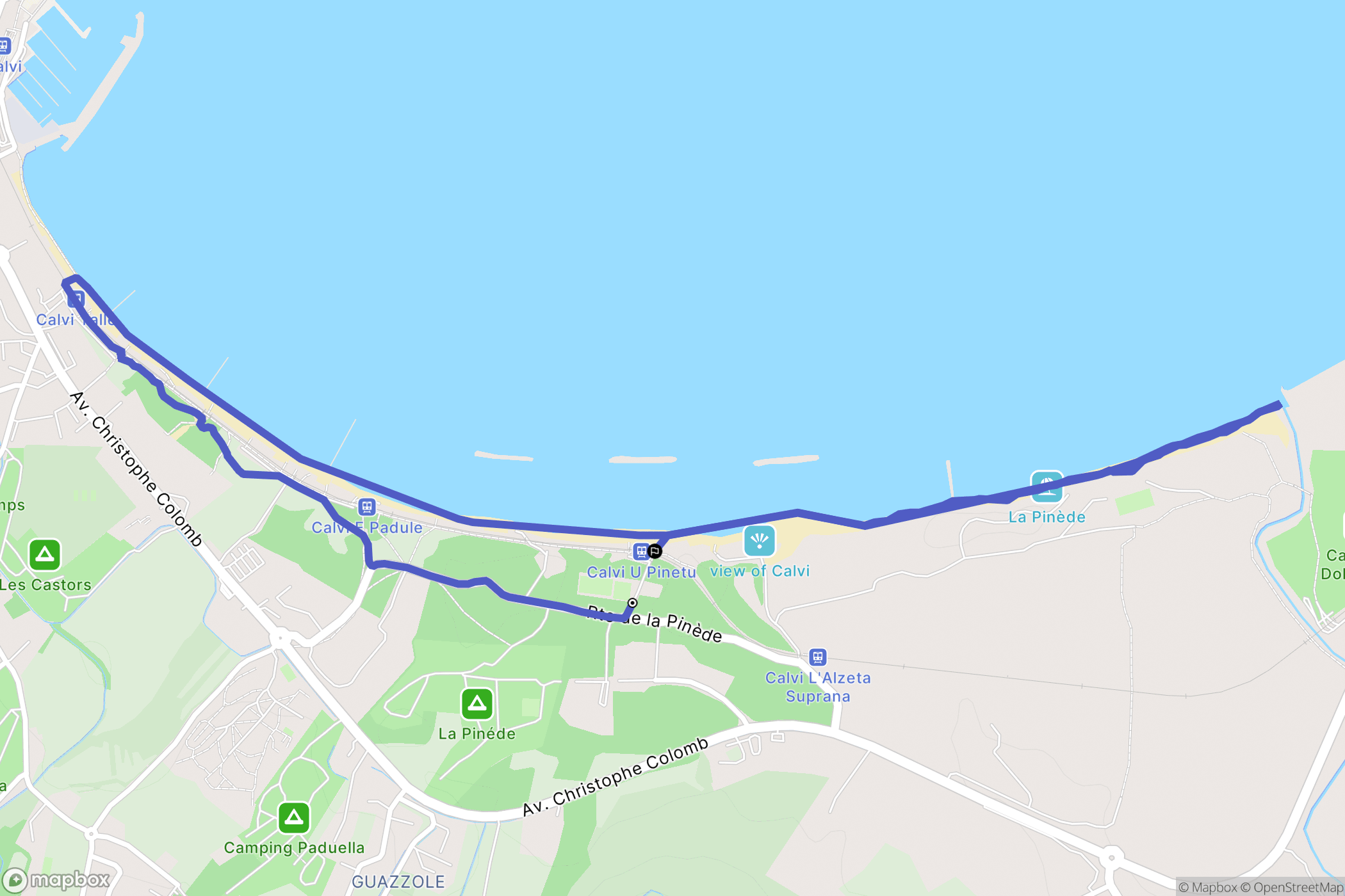 Calvi : carte du parcours de randonnée - France