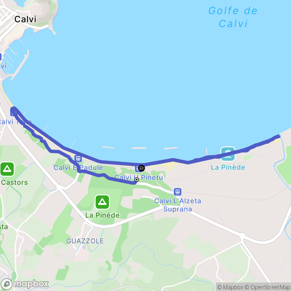 Calvi : carte du parcours de randonnée - France