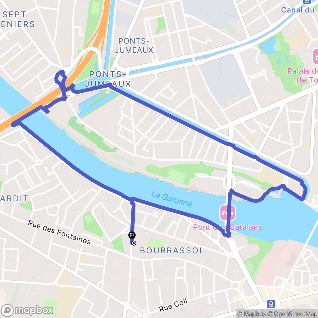 Toulouse : carte du parcours de randonnée - France