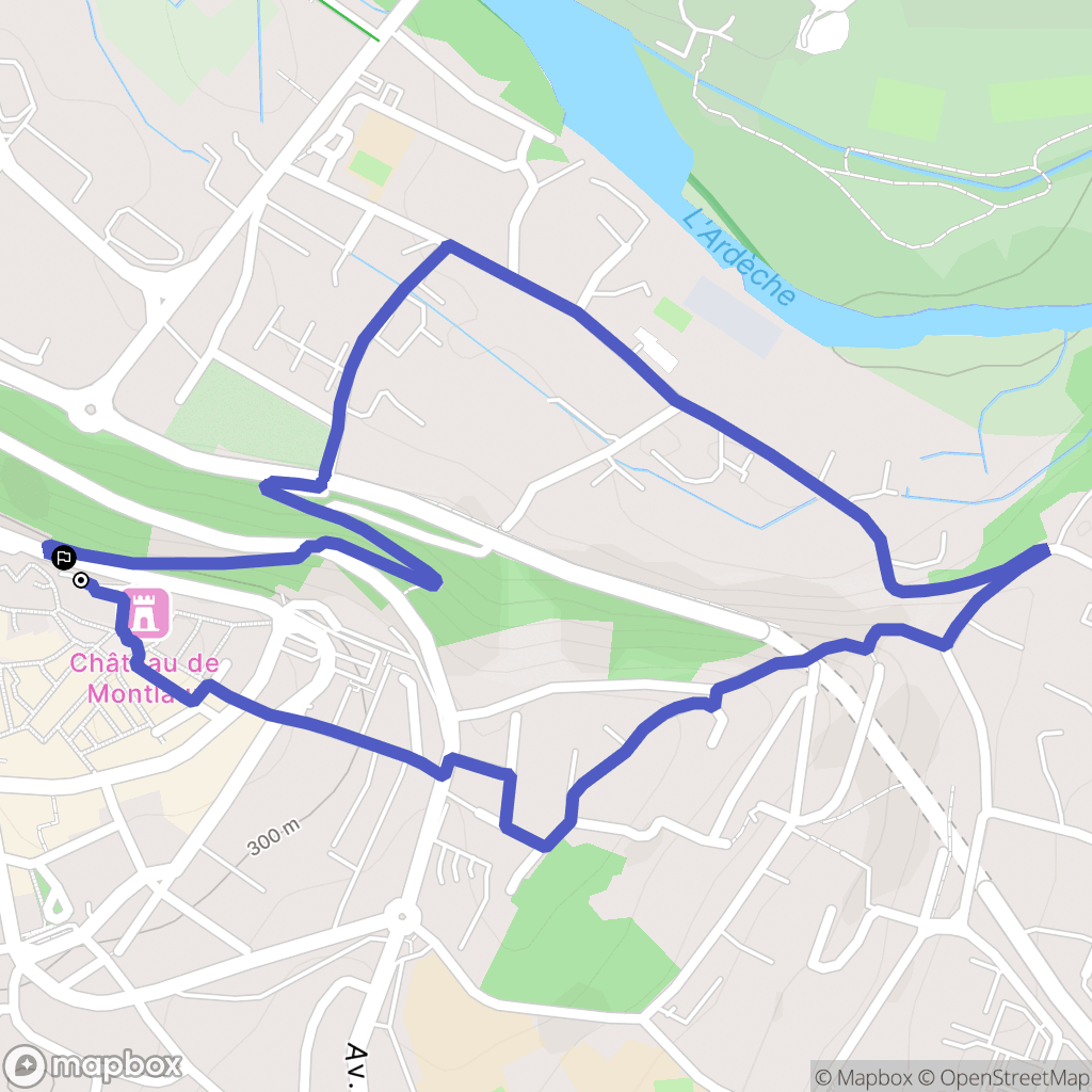 Aubenas : carte du parcours de randonnée - France