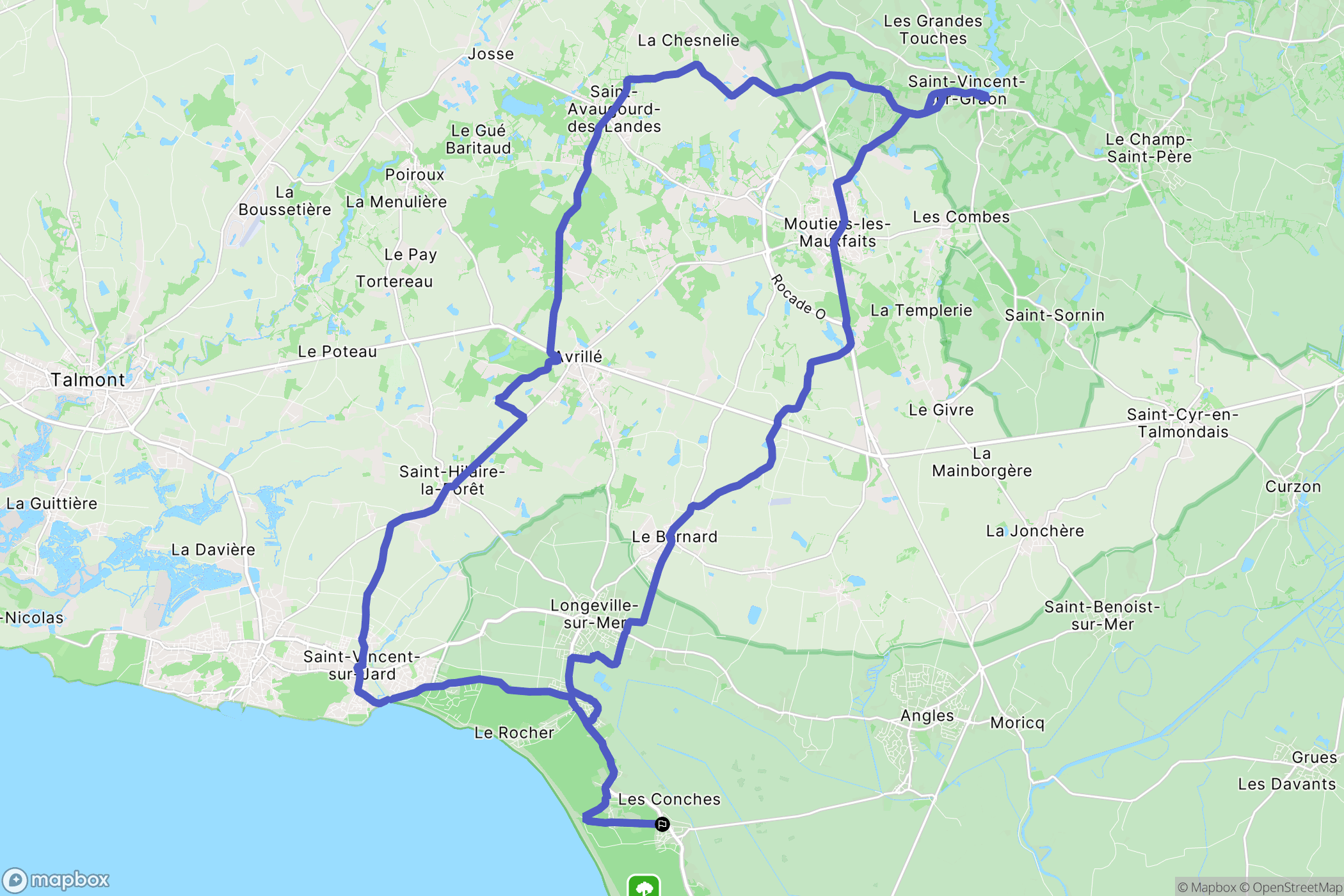 Longeville-sur-Mer : carte du parcours de randonnée - France