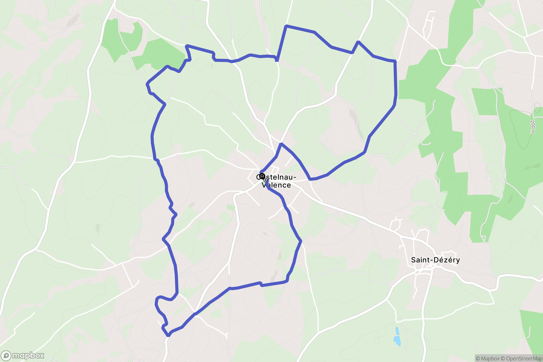 Castelnau-Valence : carte du parcours de randonnée - France