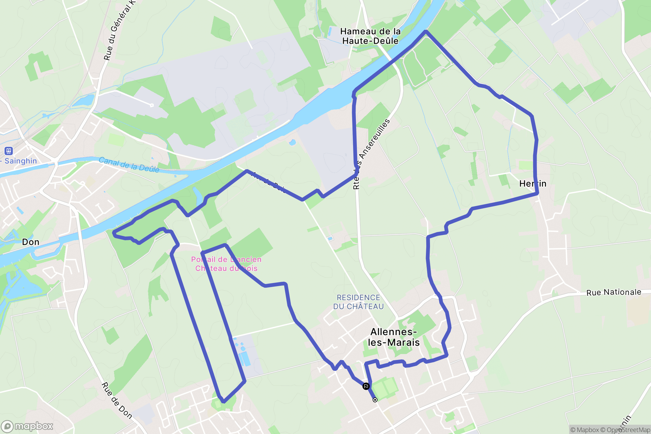 Allennes-les-Marais : carte du parcours de randonnée - France