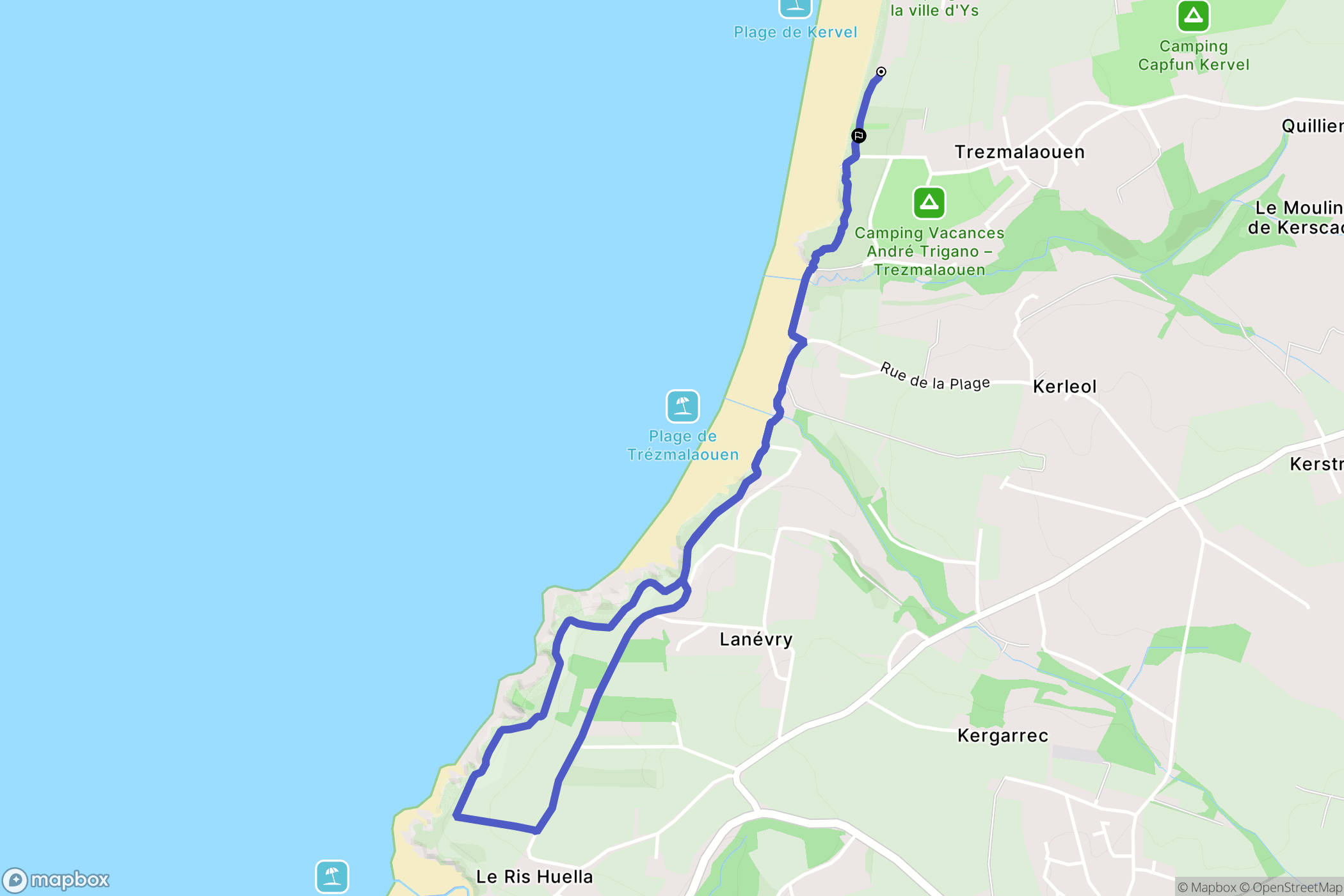 Plonévez-Porzay : carte du parcours de randonnée - France