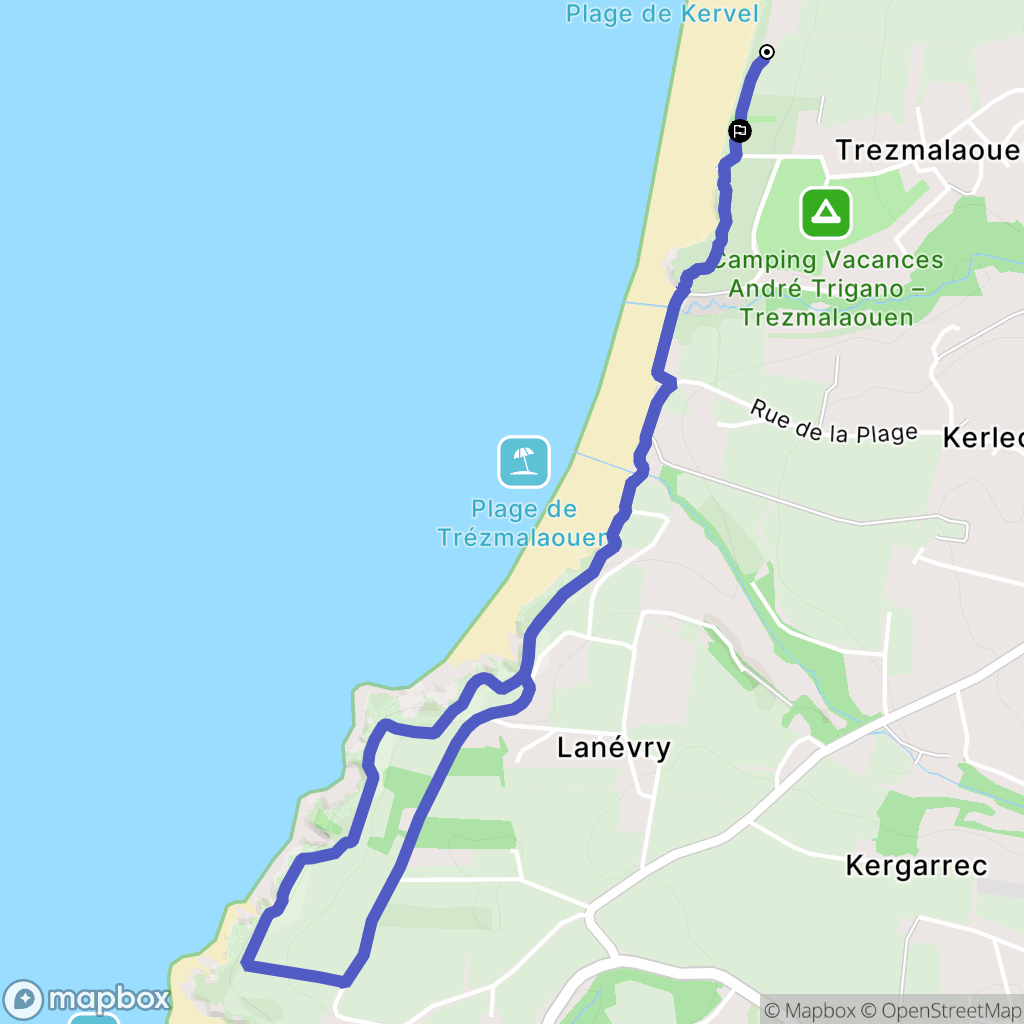 Plonévez-Porzay : carte du parcours de randonnée - France
