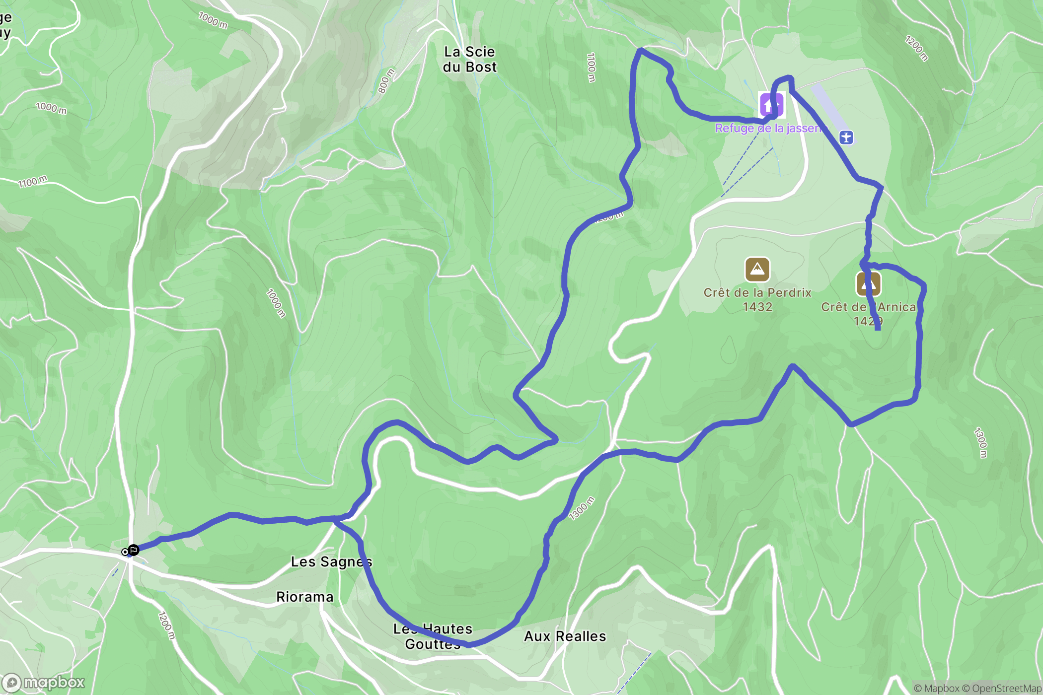 Le Bessat : carte du parcours de randonnée - France