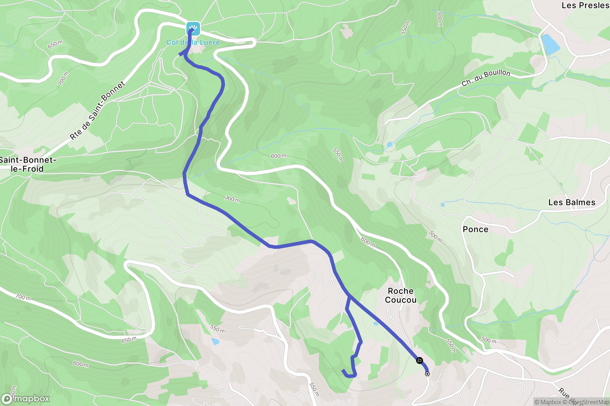 Vaugneray : carte du parcours de randonnée - France