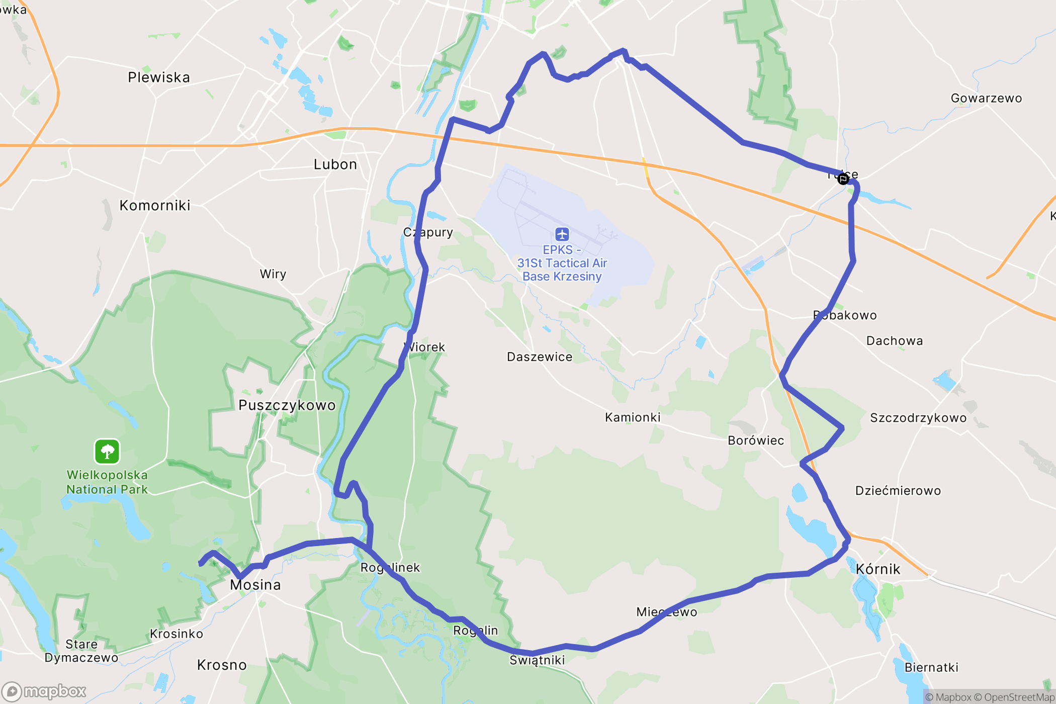 Tulce: mapa trasy - Poland
