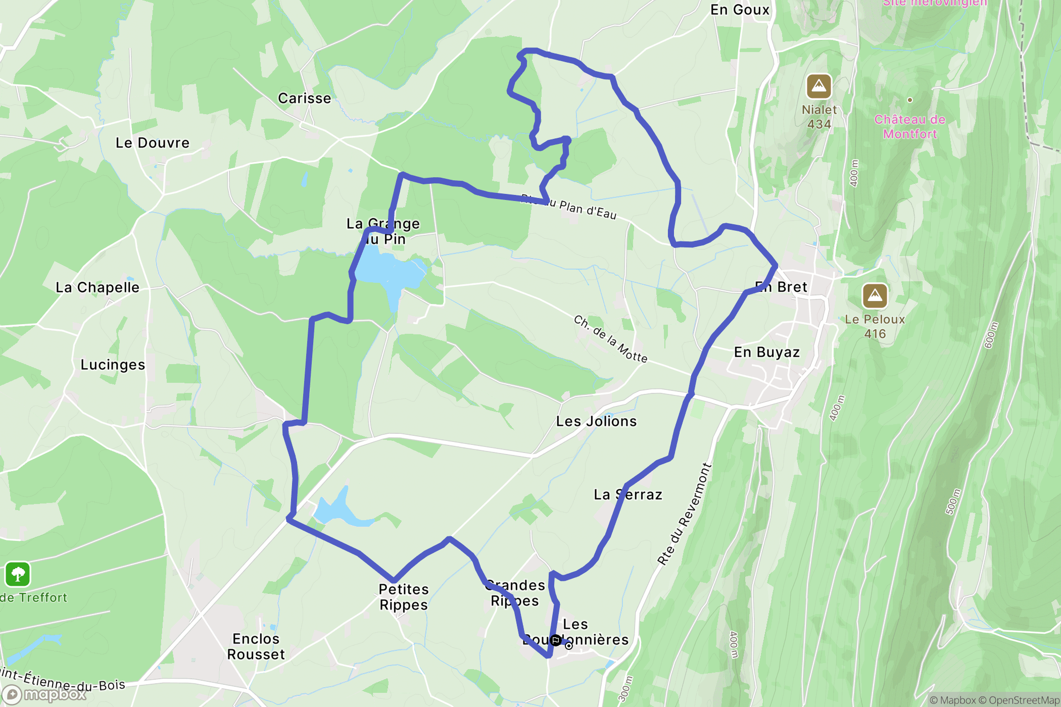 Val-Revermont : carte du parcours de randonnée - France