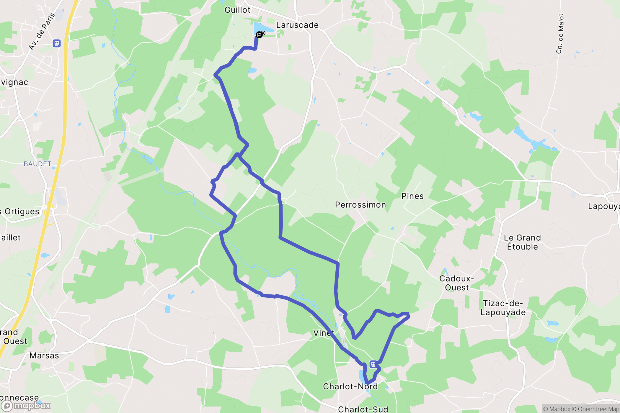 Laruscade : carte du parcours de randonnée - France