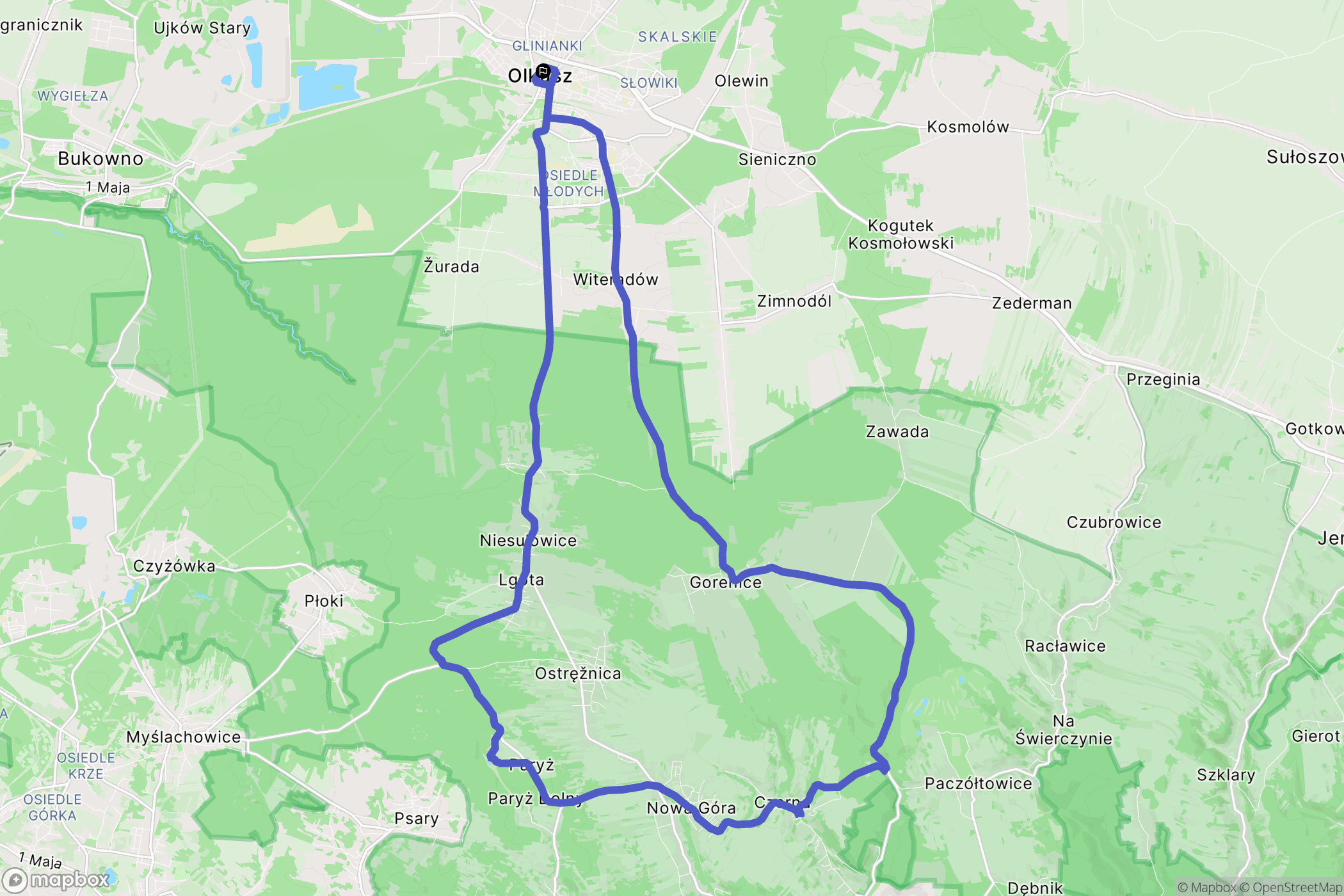 Olkusz: mapa trasy - Poland