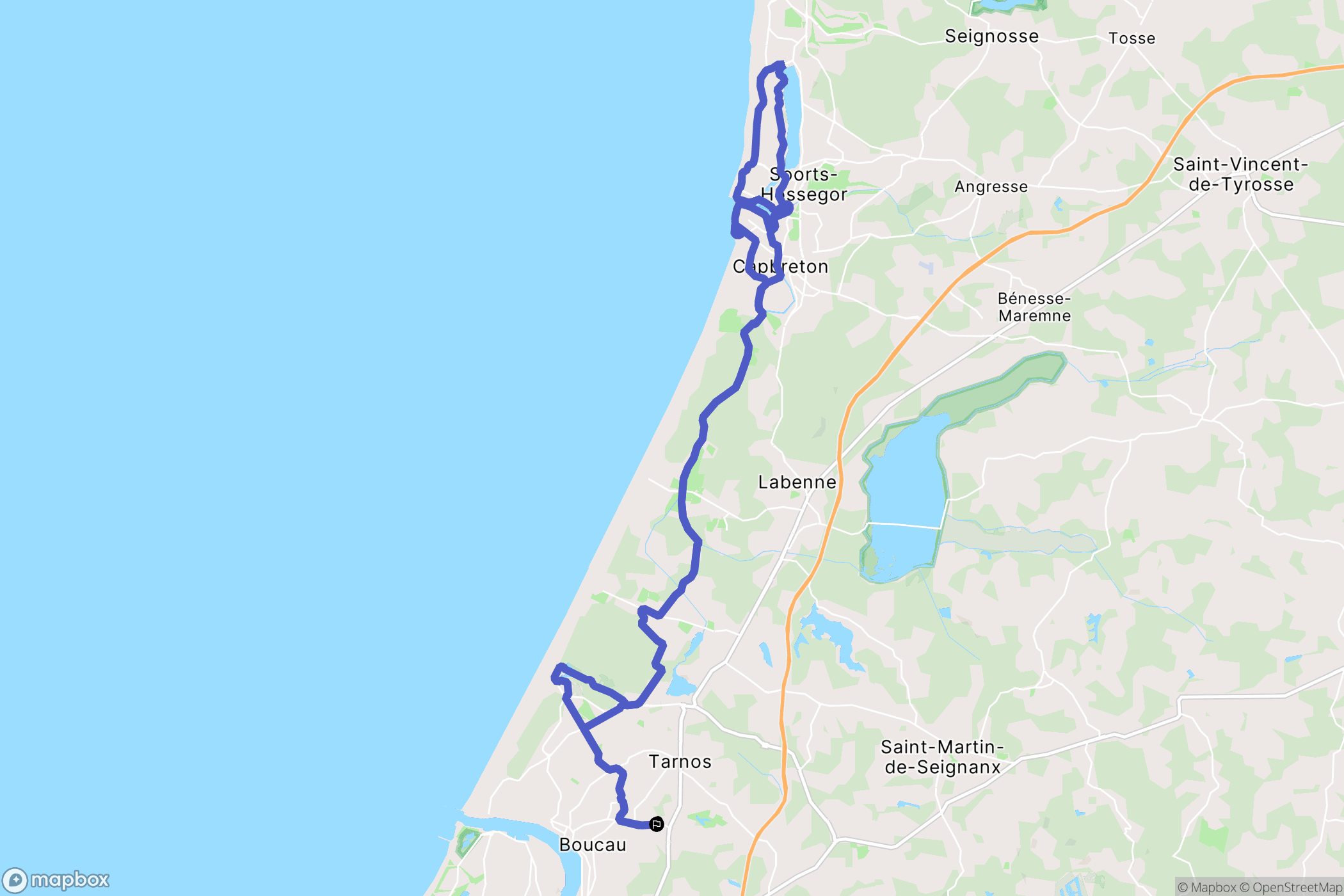 Boucau : carte du parcours de randonnée - France
