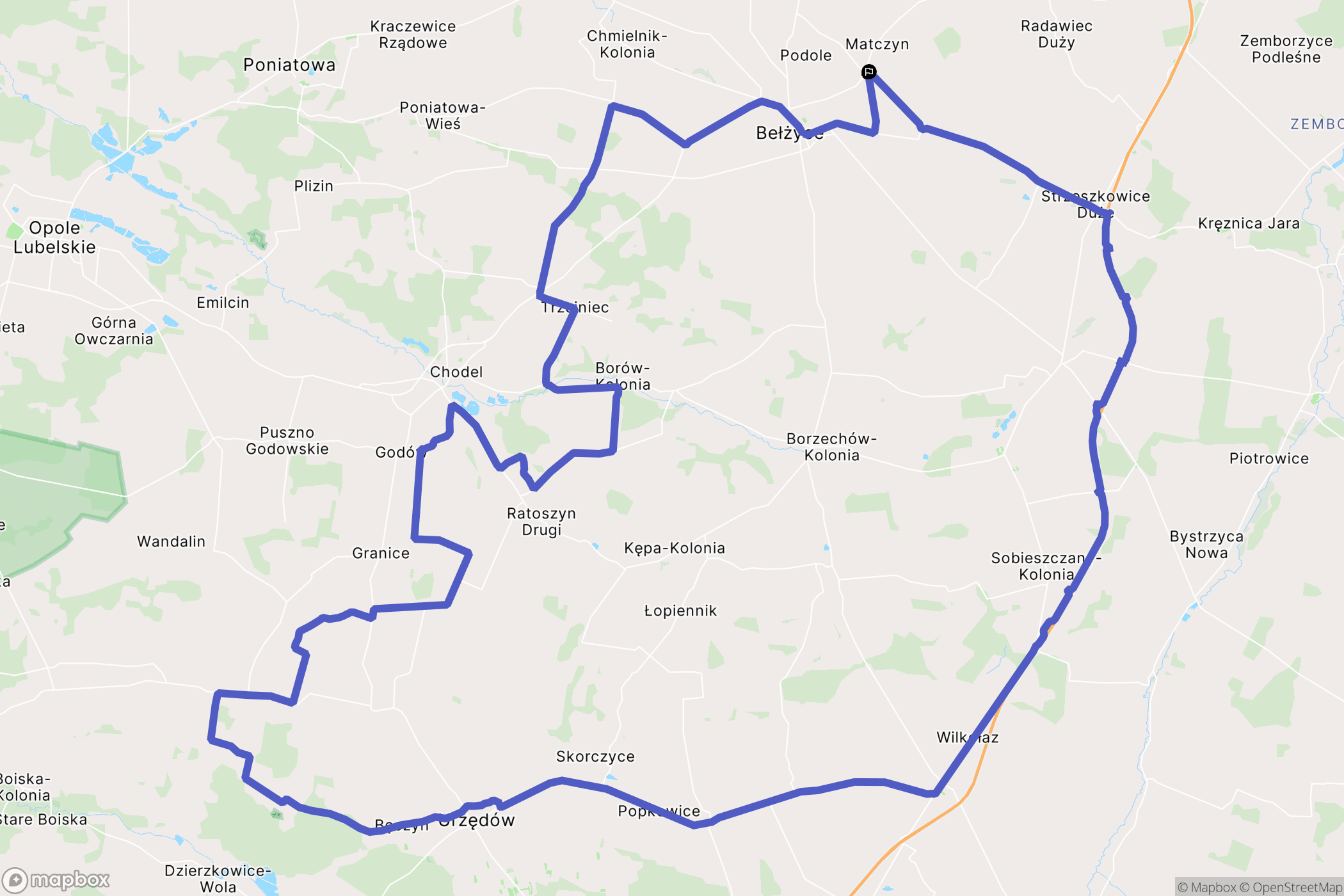 Podole: mapa trasy - Poland