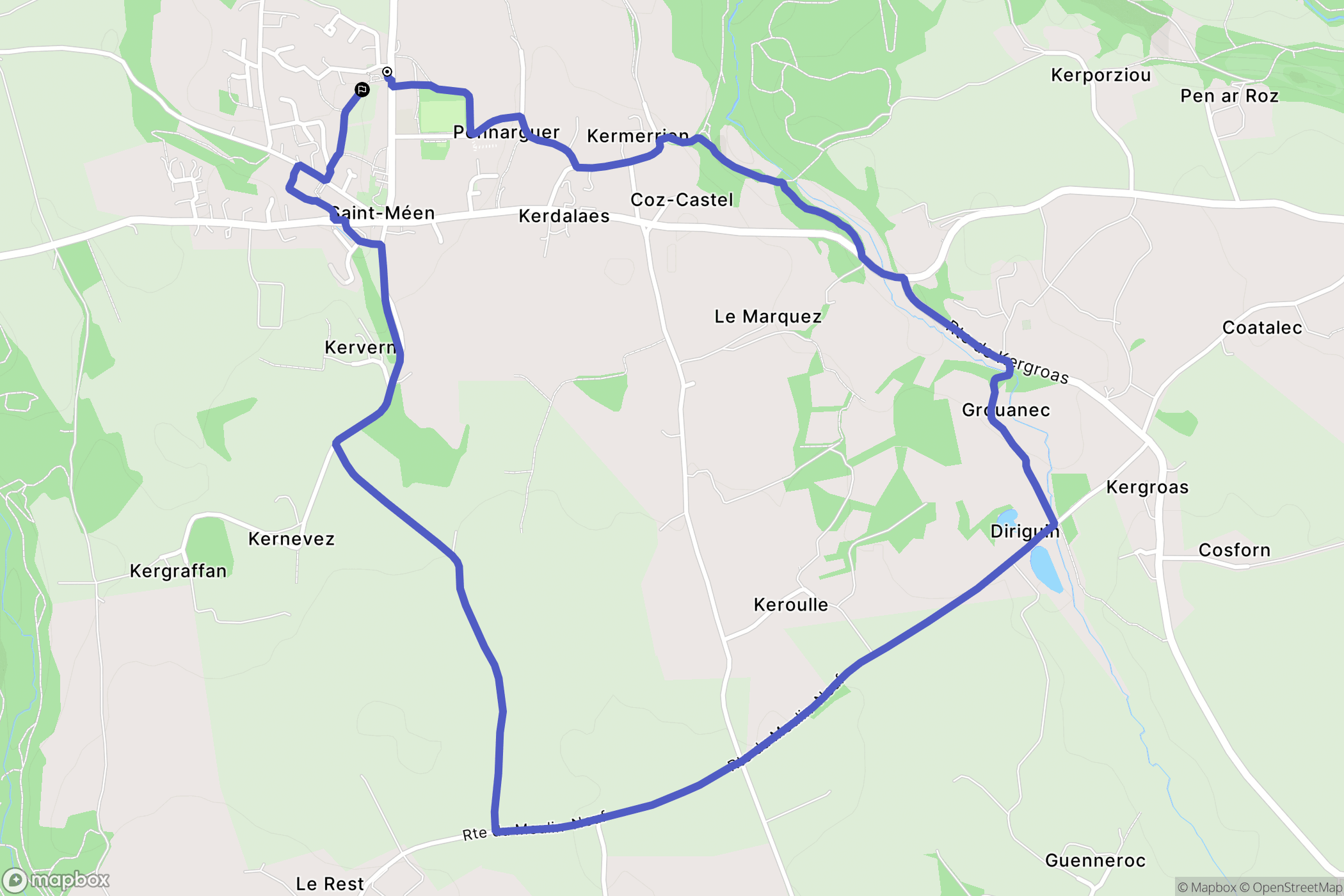 Saint-Méen : carte du parcours de randonnée - France