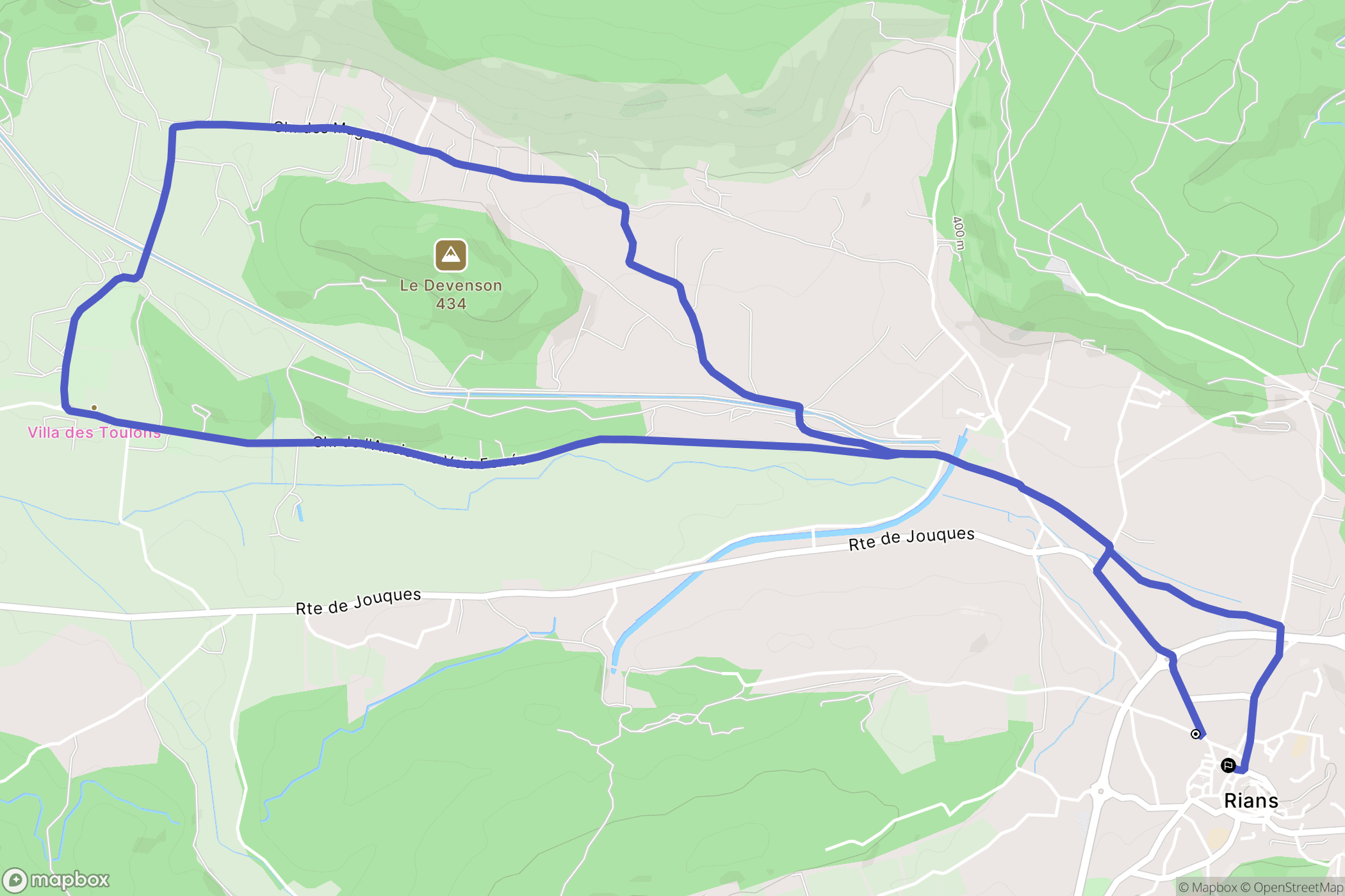 Rians : carte du parcours de randonnée - France