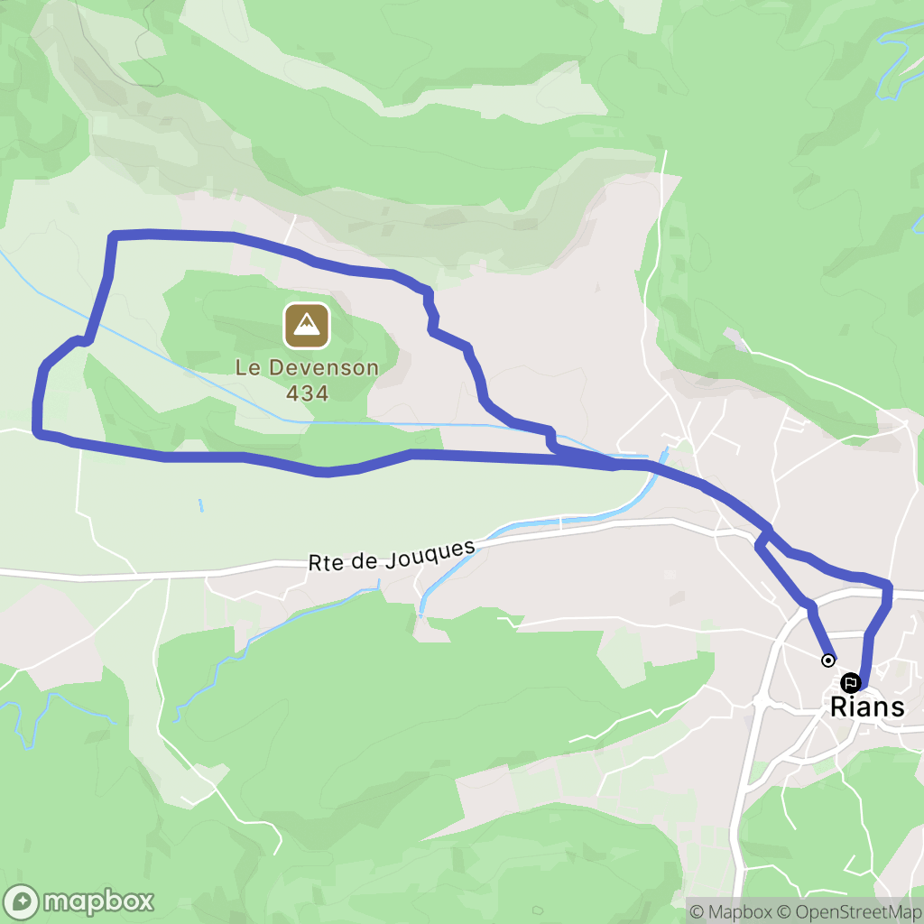 Rians : carte du parcours de randonnée - France