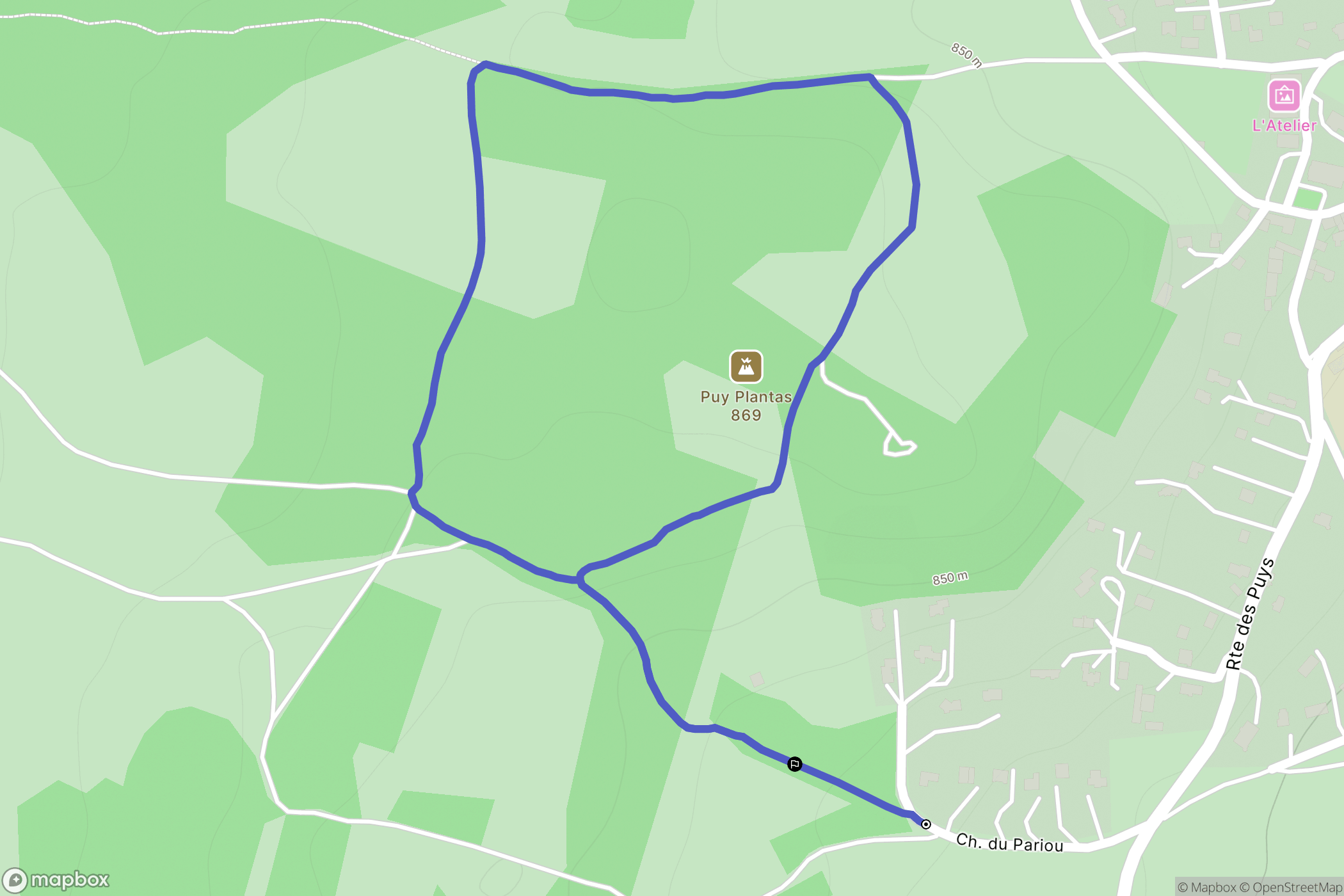 Orcines : carte du parcours de randonnée - France