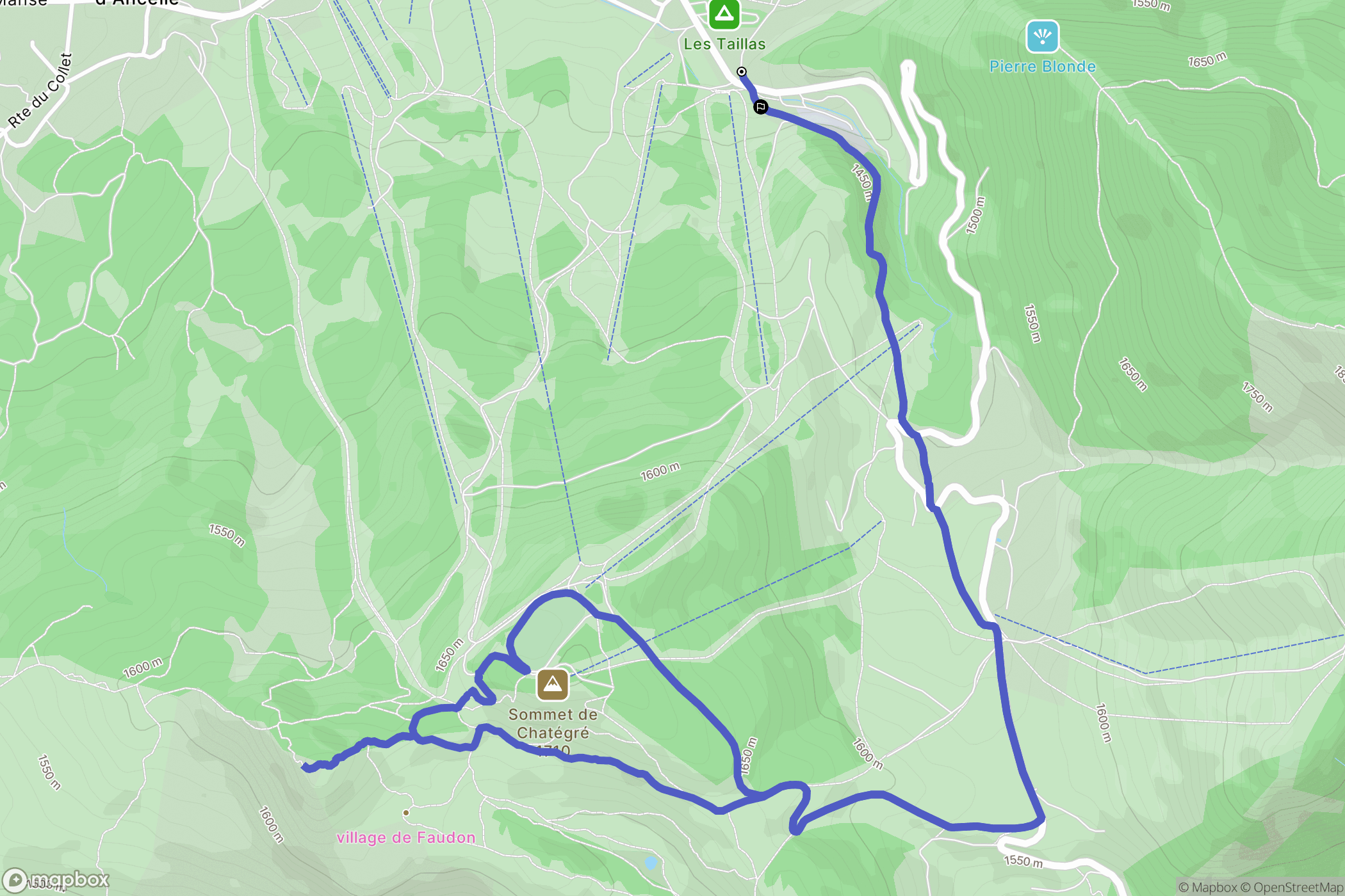 Ancelle : carte du parcours de randonnée - France