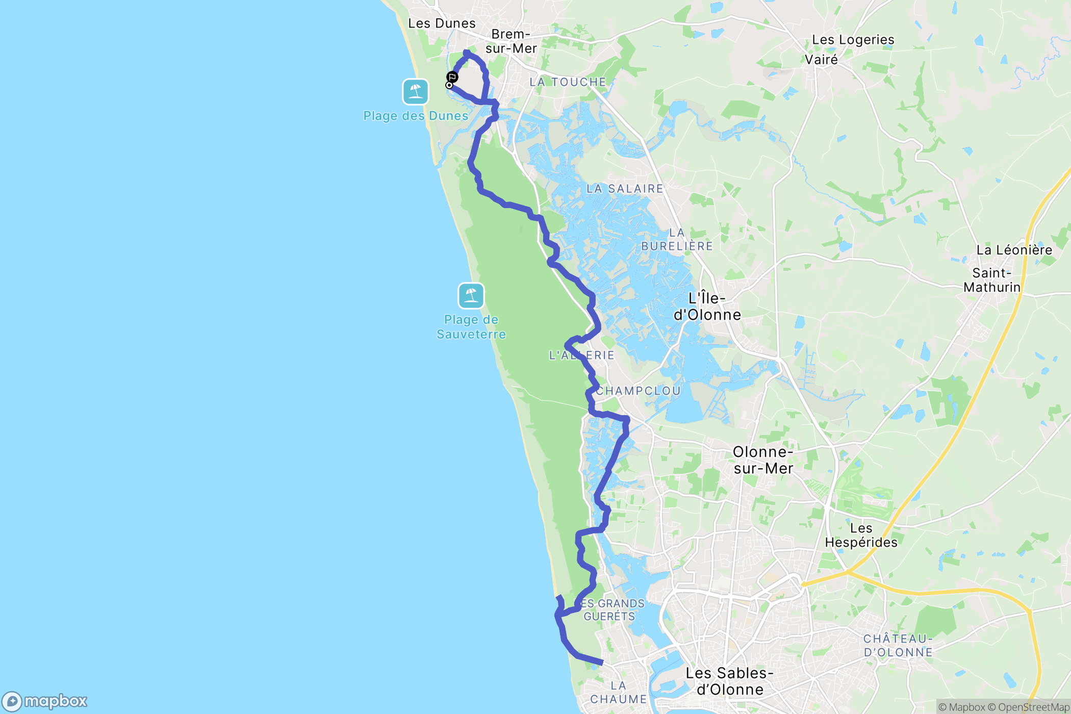 Brem-sur-Mer : carte du parcours de randonnée - France