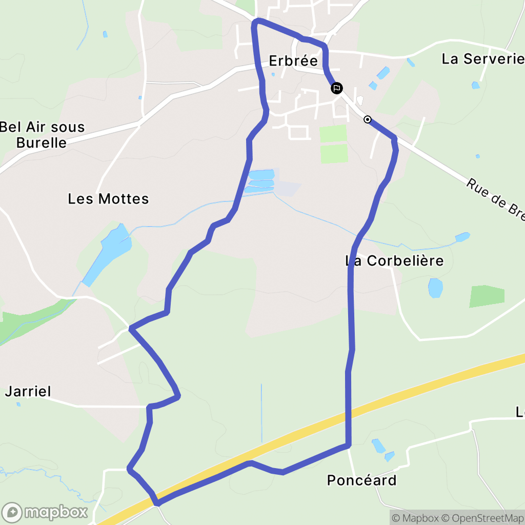 Erbrée : carte du parcours de randonnée - France