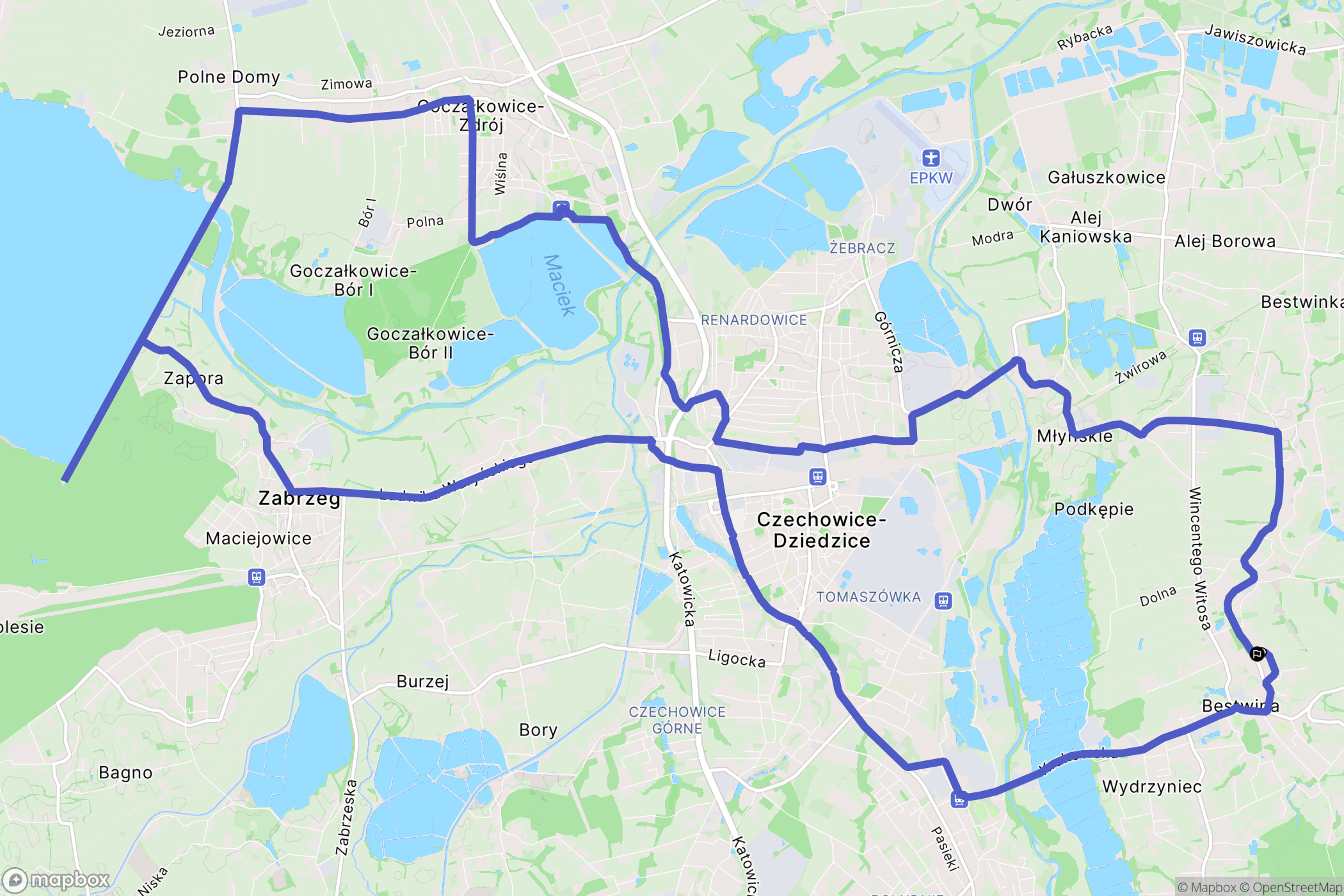 Bestwina: mapa trasy - Poland