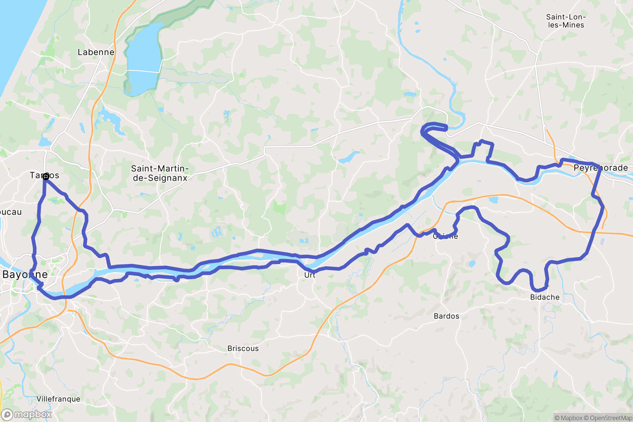 Tarnos : carte du parcours de randonnée - France