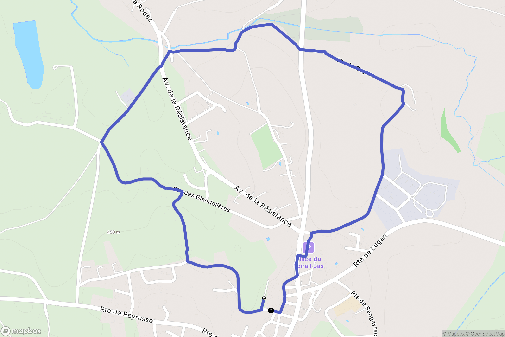 Montbazens : carte du parcours de randonnée - France