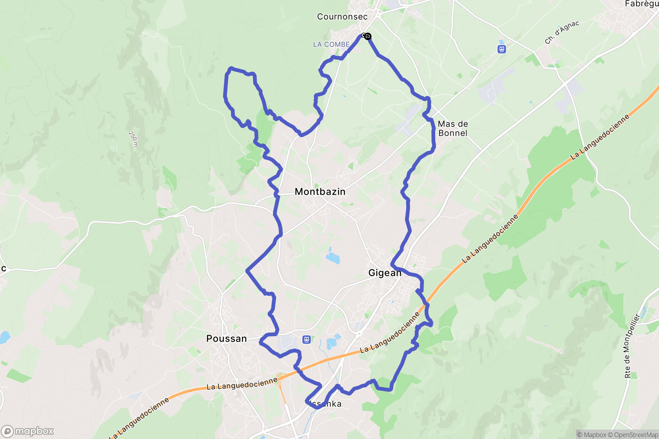 Cournonsec : carte du parcours de randonnée - France