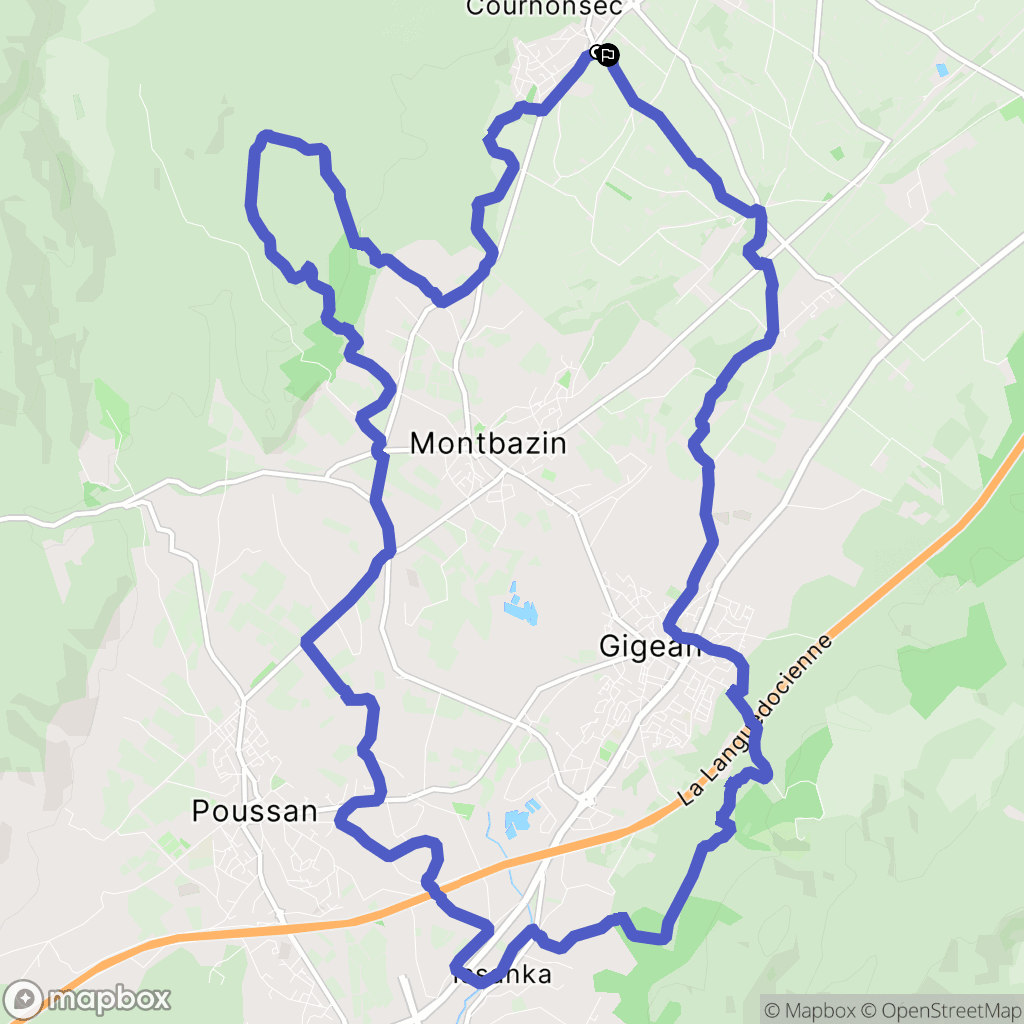 Cournonsec : carte du parcours de randonnée - France