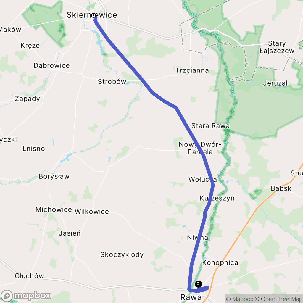 Skierniewice: mapa trasy - Poland