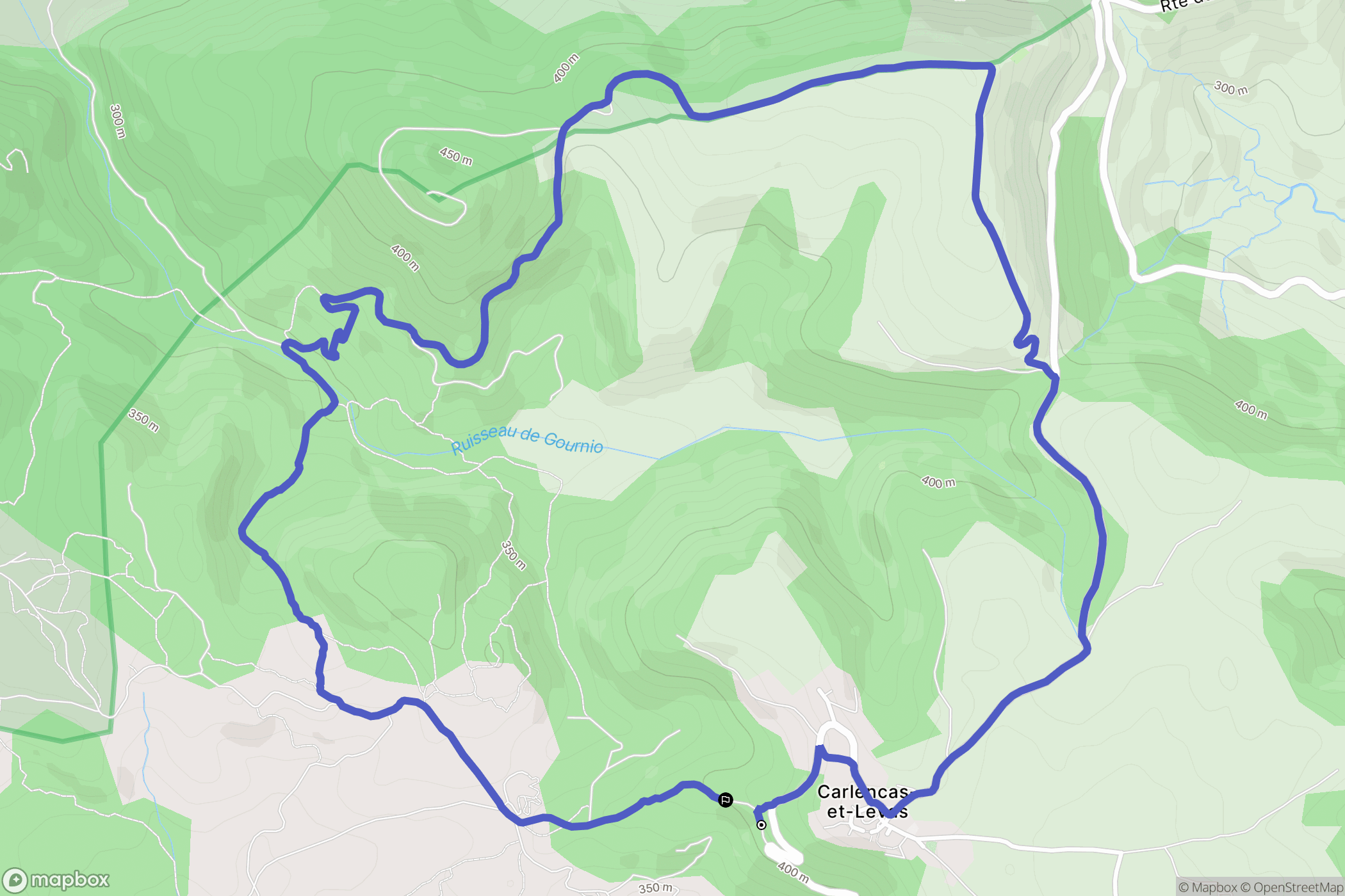 Carlencas-et-Levas : carte du parcours de randonnée - France