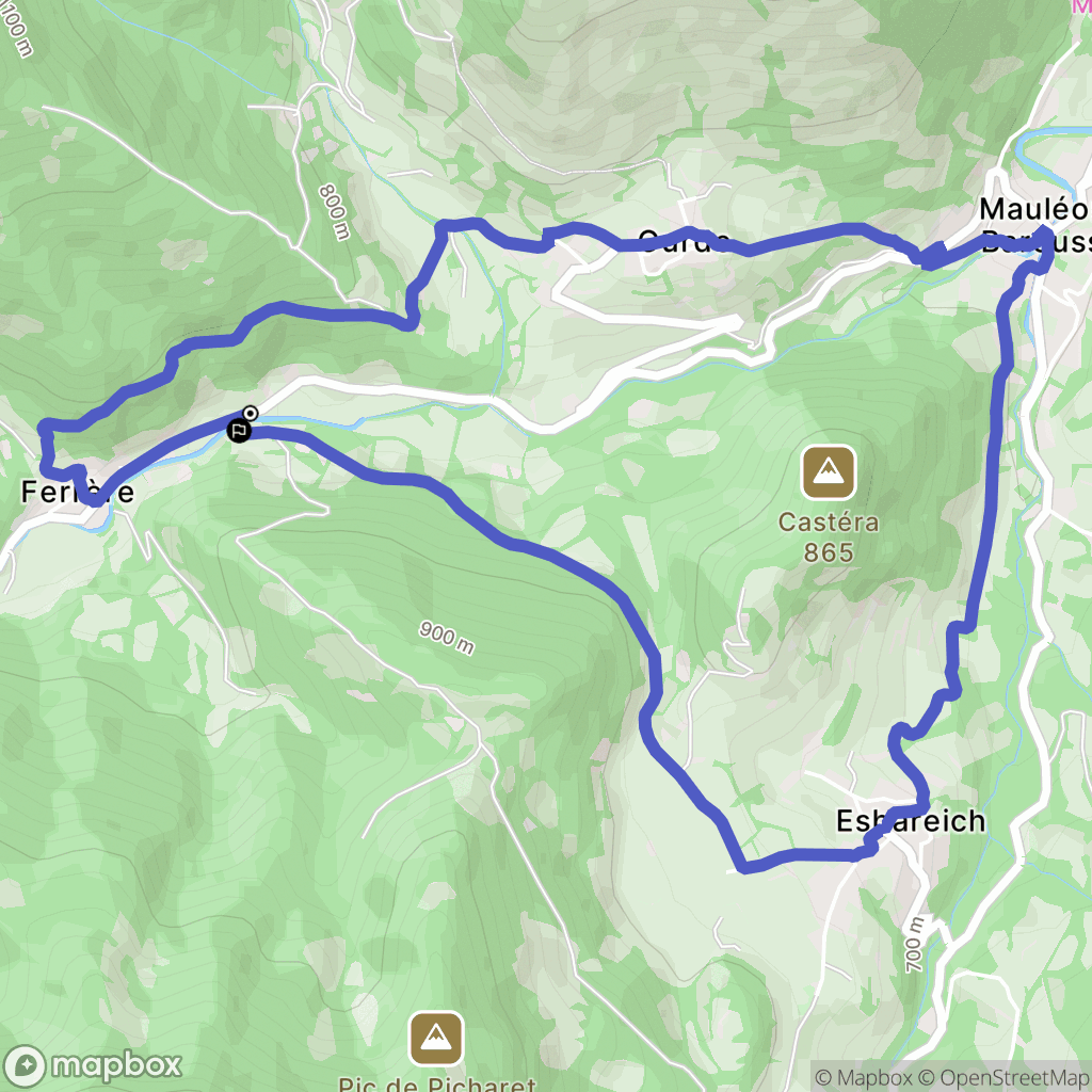 Ferrère : carte du parcours de randonnée - France
