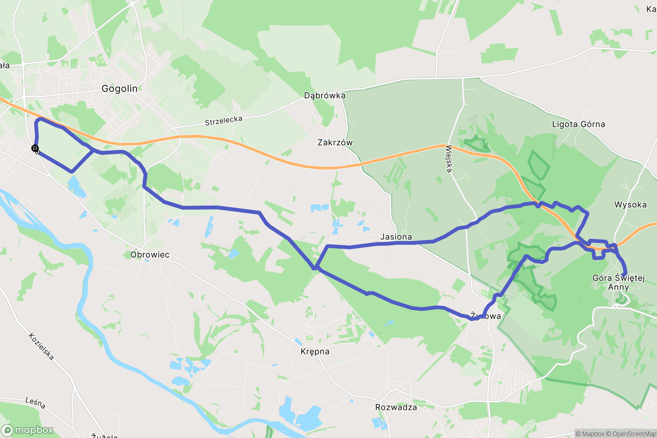 Krapkowice: mapa trasy - Poland