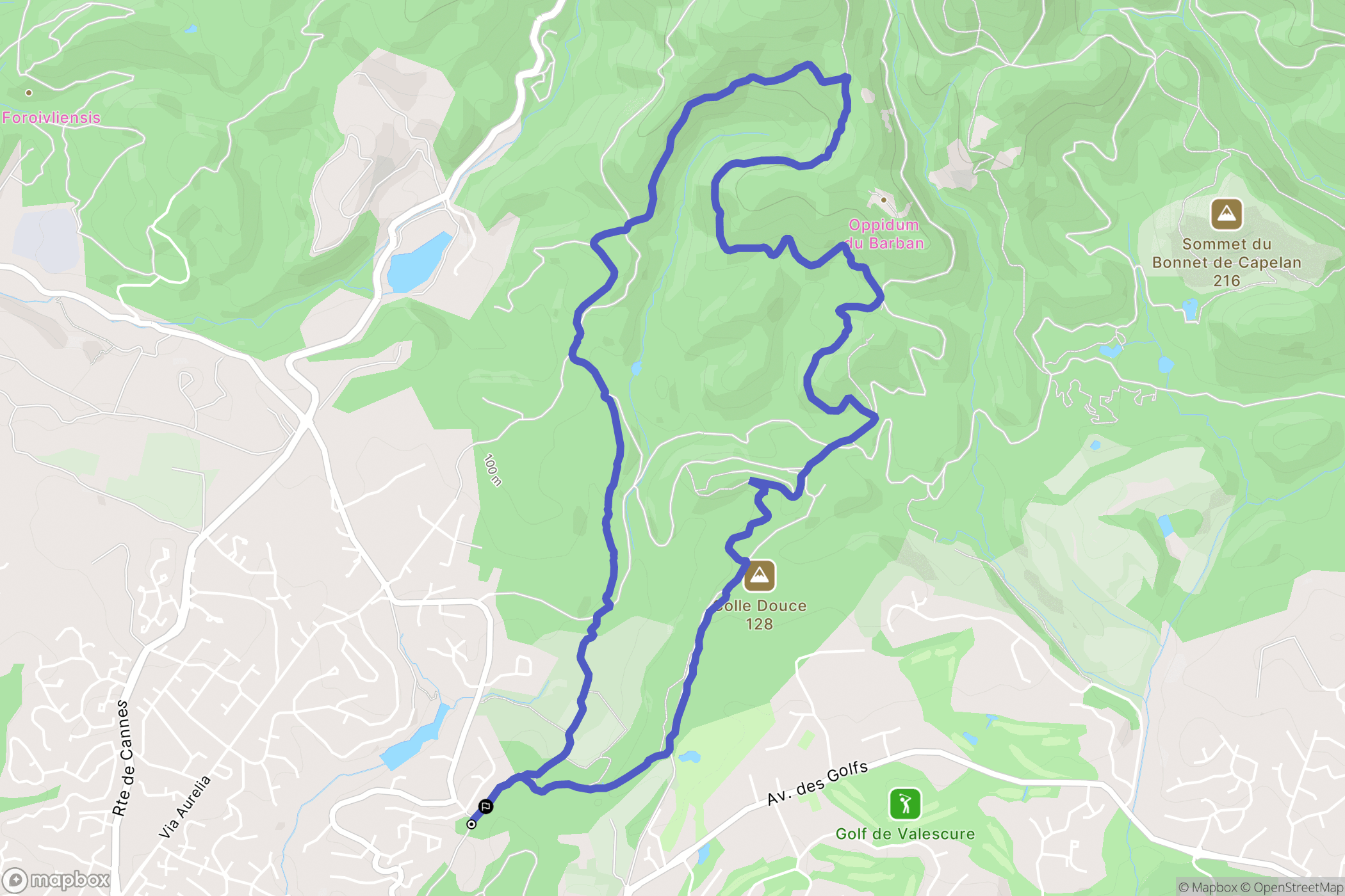 Fréjus : carte du parcours de randonnée - France