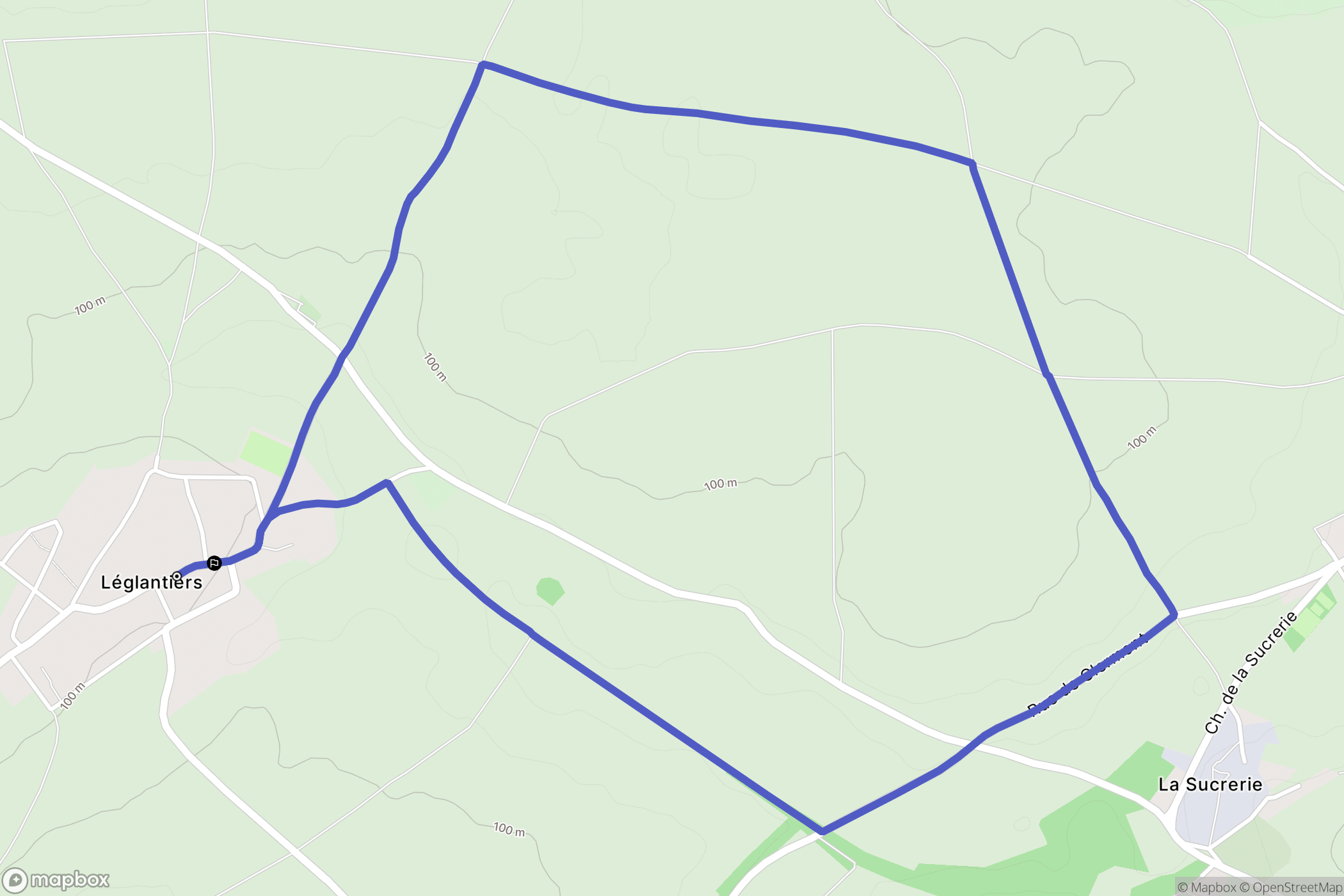Léglantiers : carte du parcours de randonnée - France