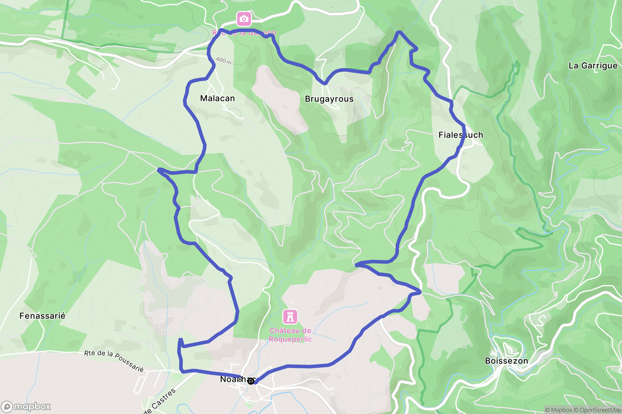 Noailhac : carte du parcours de randonnée - France