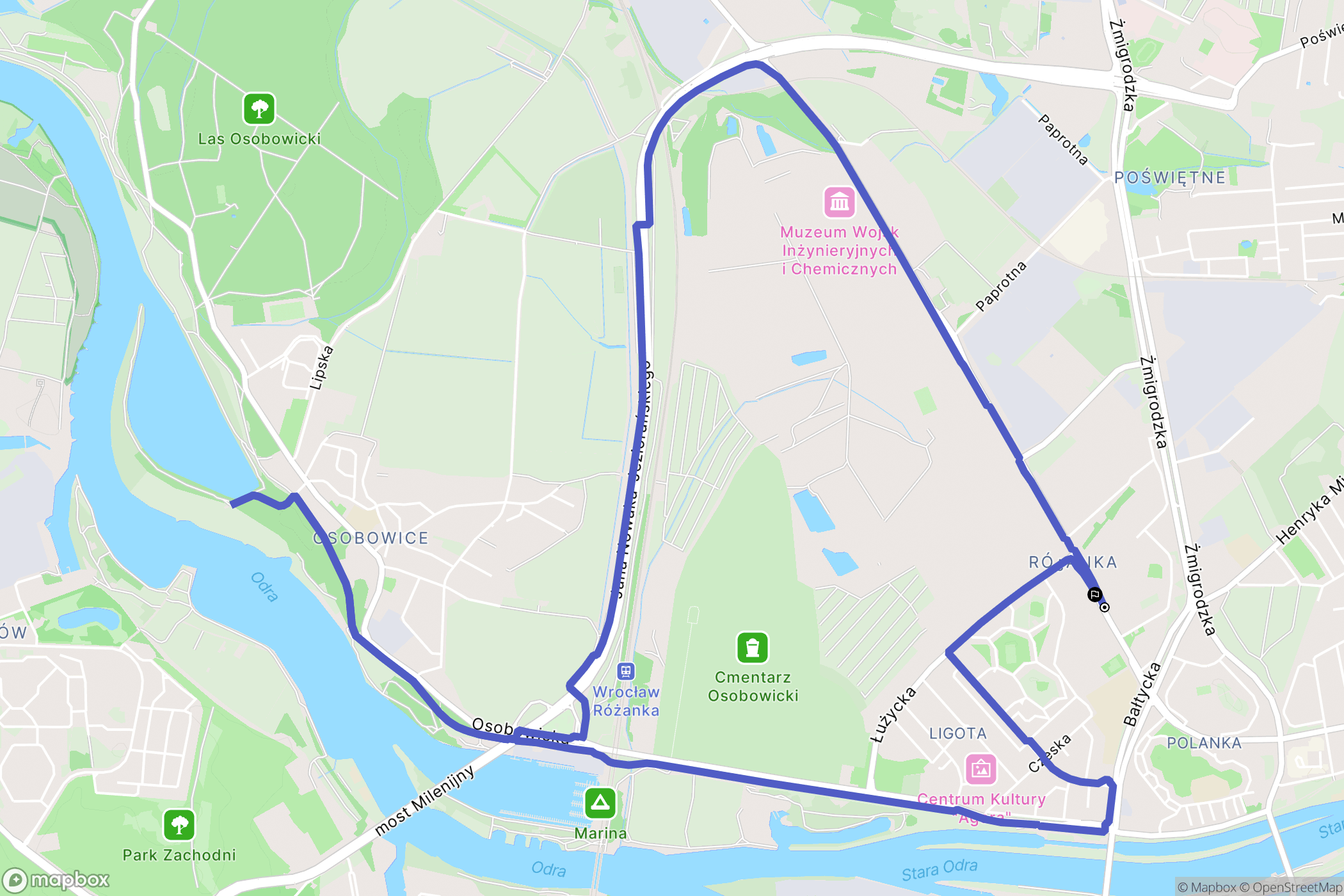 Wrocław: mapa trasy - Poland