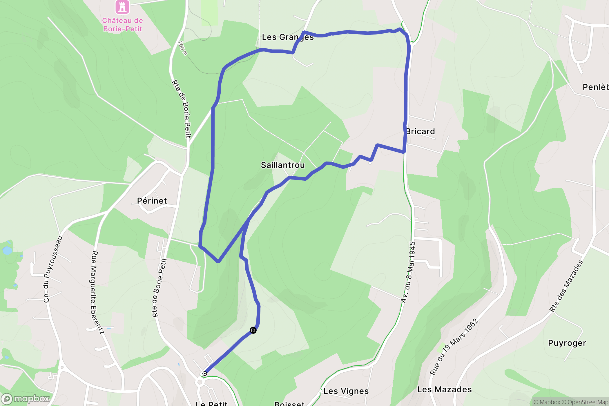 Champcevinel : carte du parcours de randonnée - France