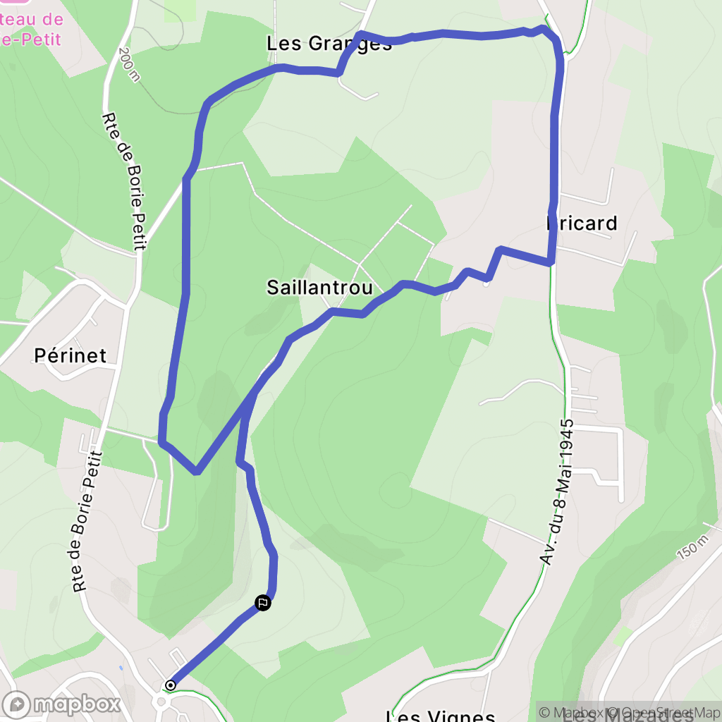 Champcevinel : carte du parcours de randonnée - France