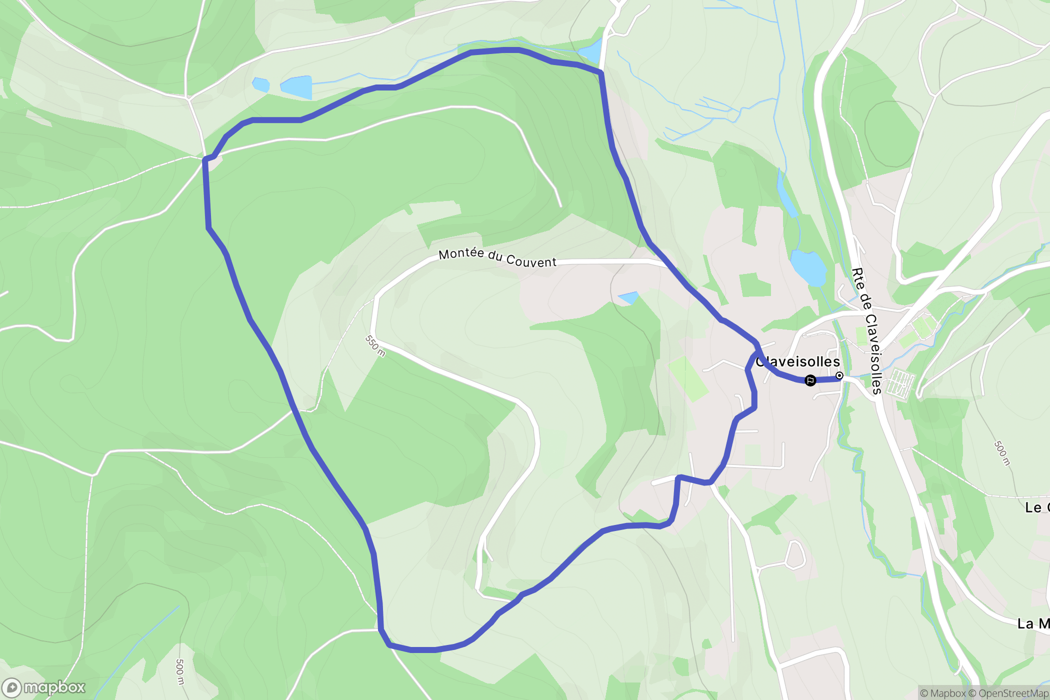 Claveisolles : carte du parcours de randonnée - France