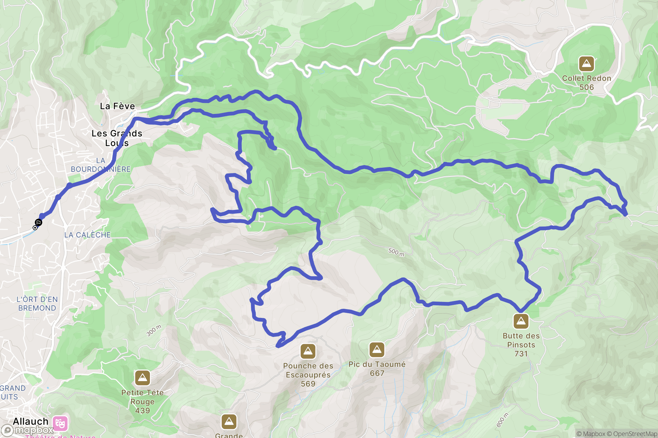 Allauch : carte du parcours de randonnée - France