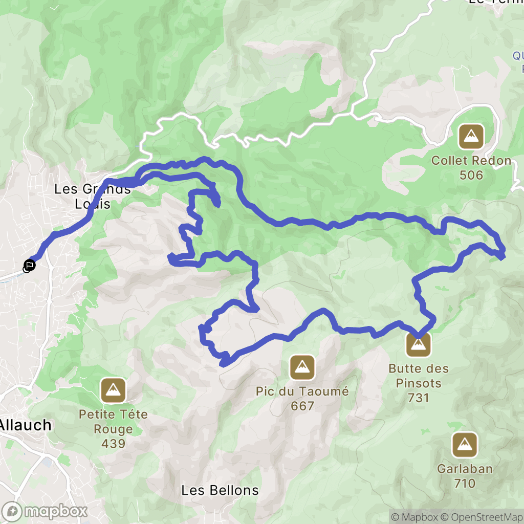 Allauch : carte du parcours de randonnée - France