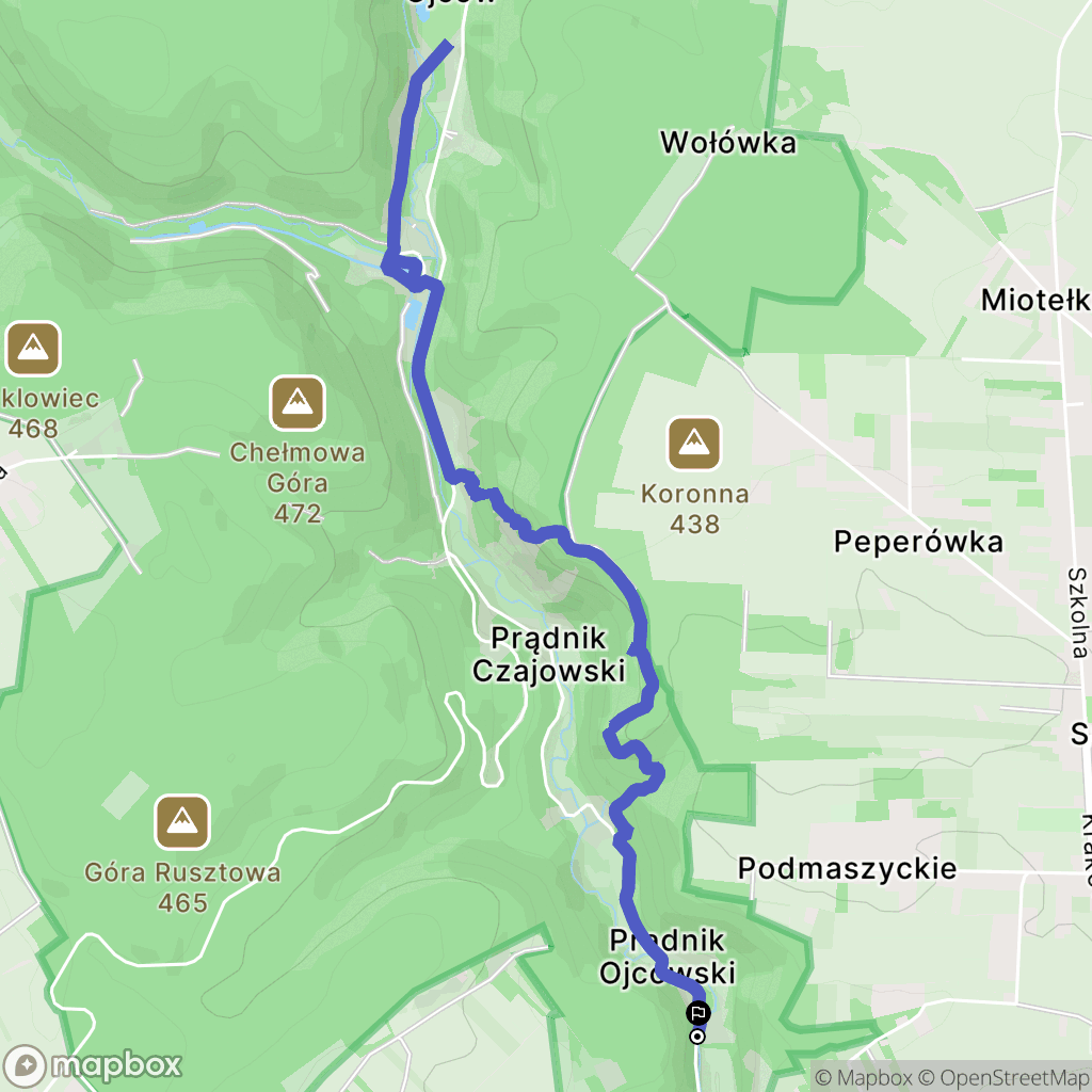 Prądnik Korzkiewski: mapa trasy - Poland