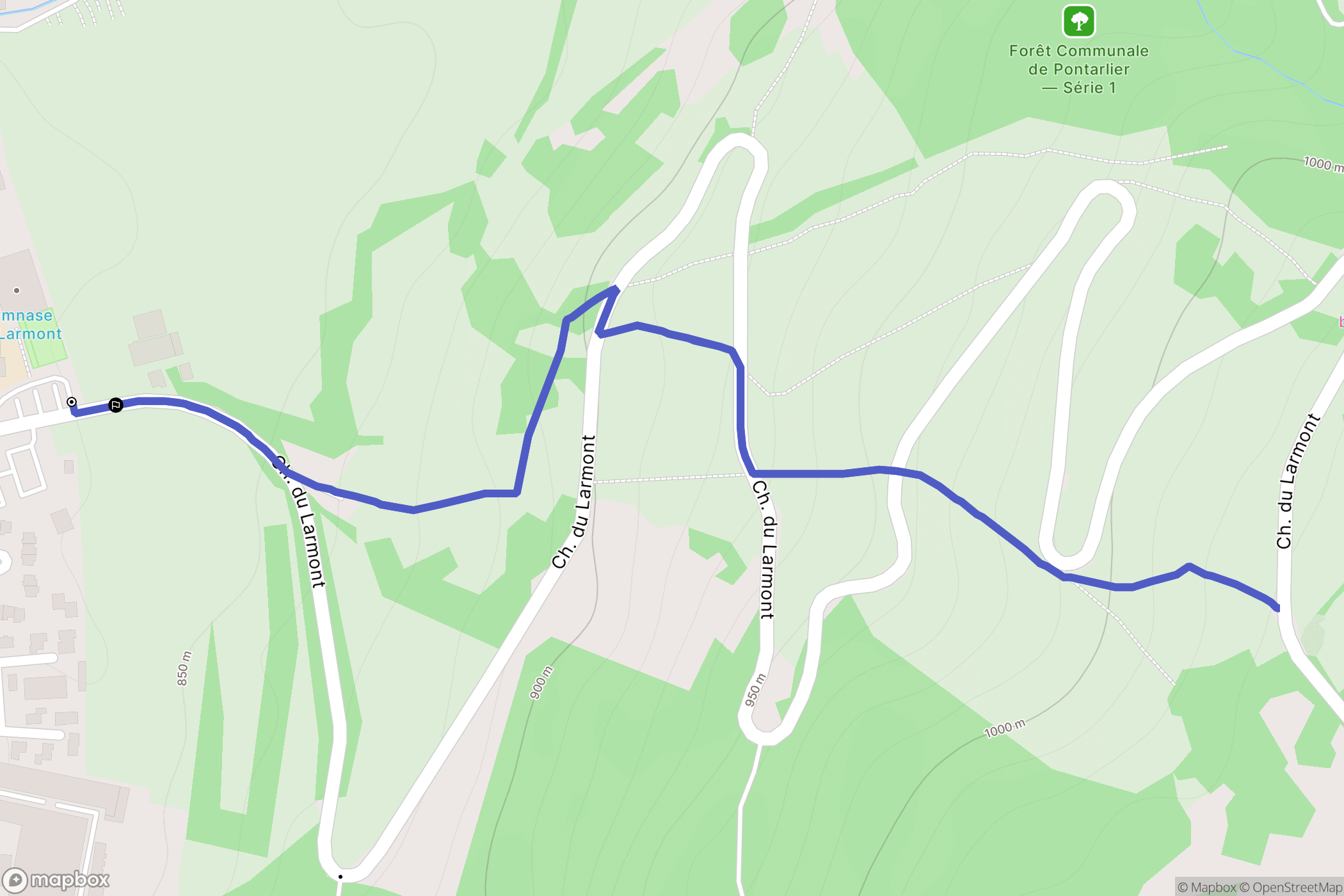 Pontarlier : carte du parcours de randonnée - France