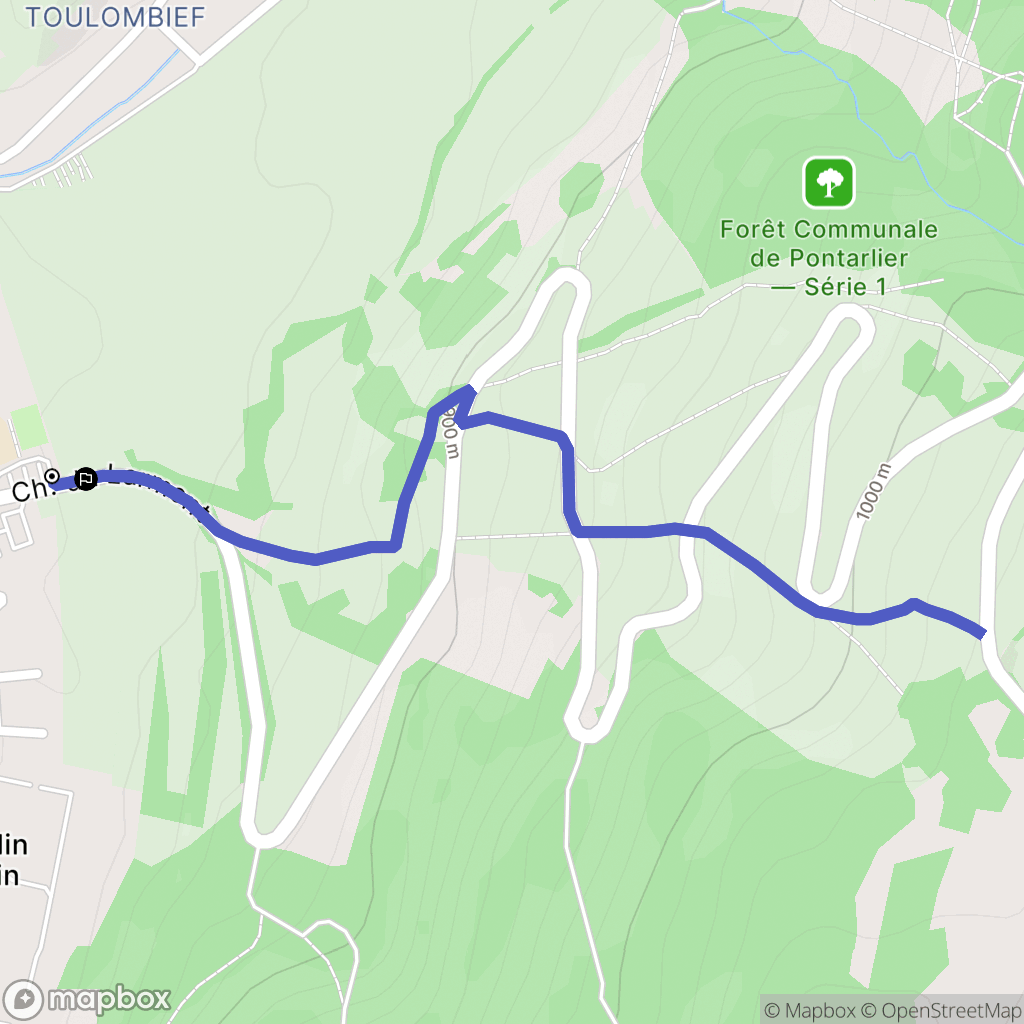 Pontarlier : carte du parcours de randonnée - France