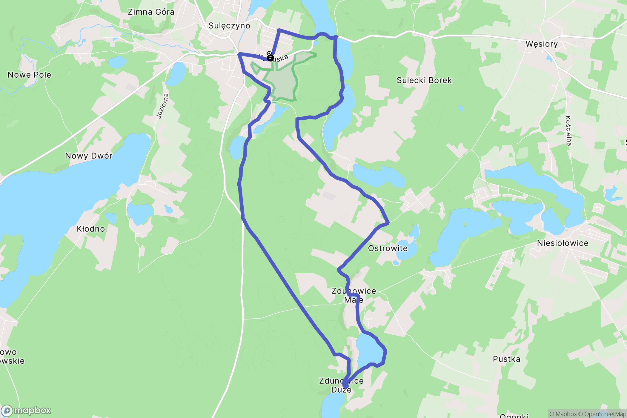 Sulęczyno: mapa trasy - Poland