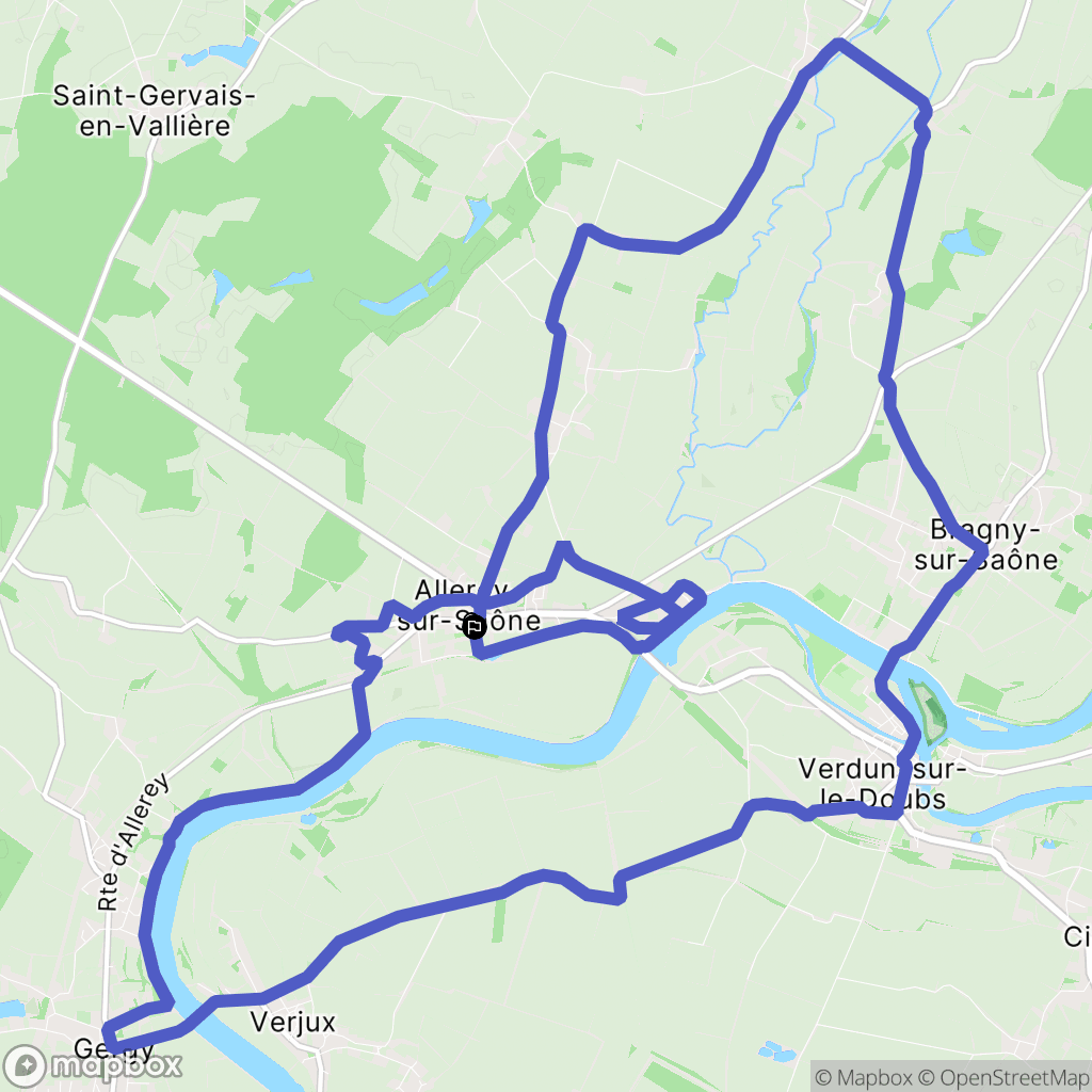 Allerey-sur-Saône : carte du parcours de randonnée - France