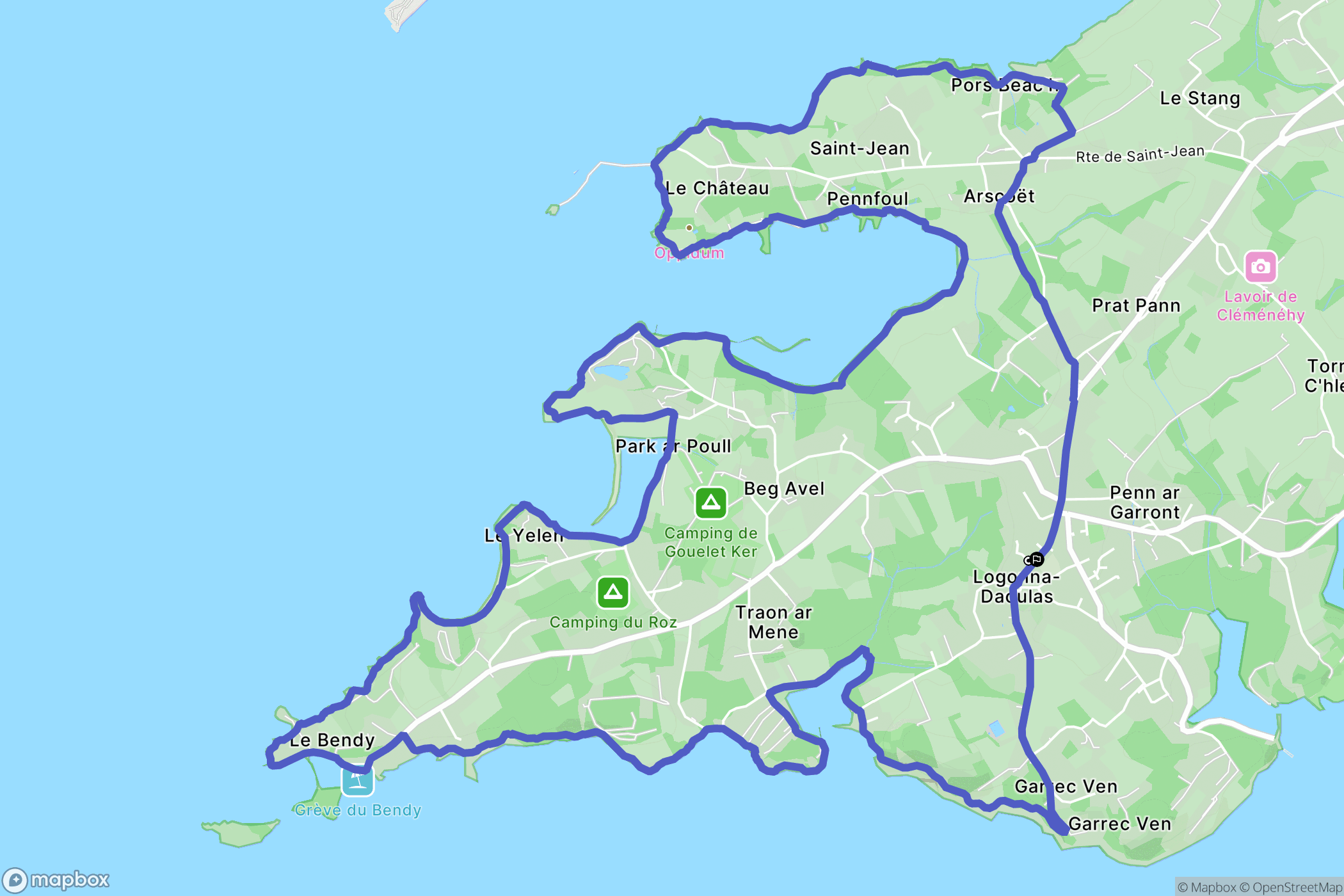 Logonna-Daoulas : carte du parcours de randonnée - France