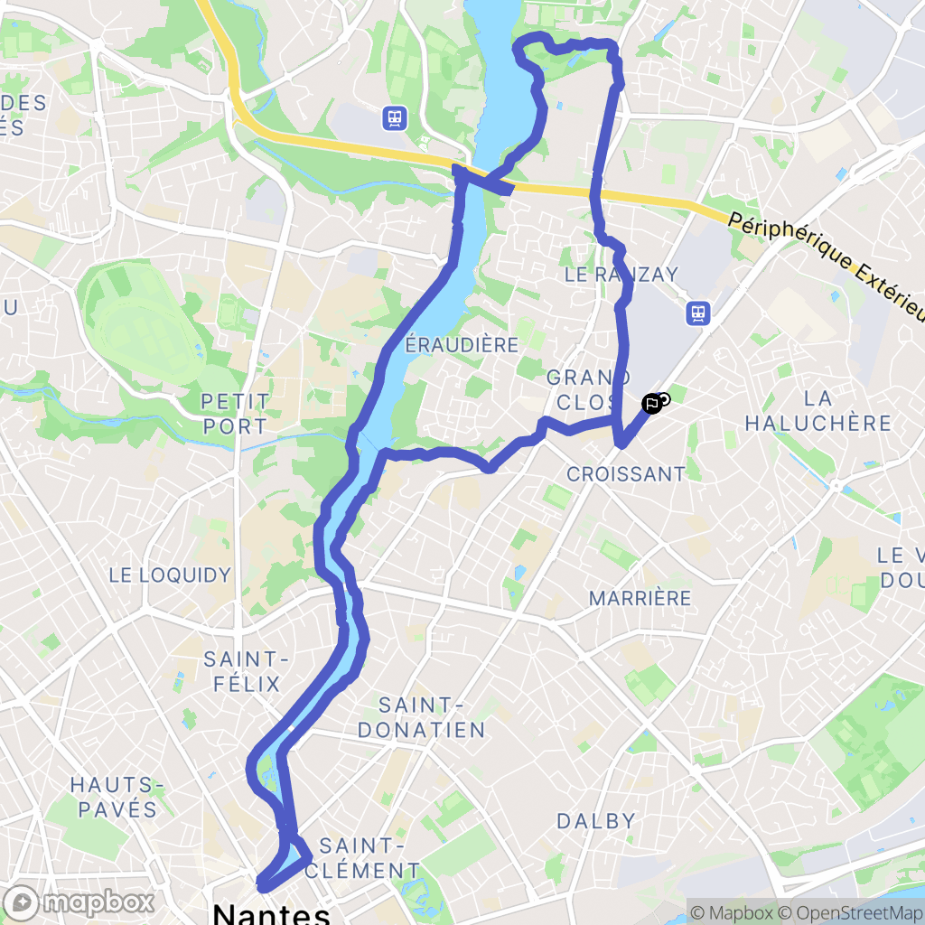 Nantes : carte du parcours de randonnée - France